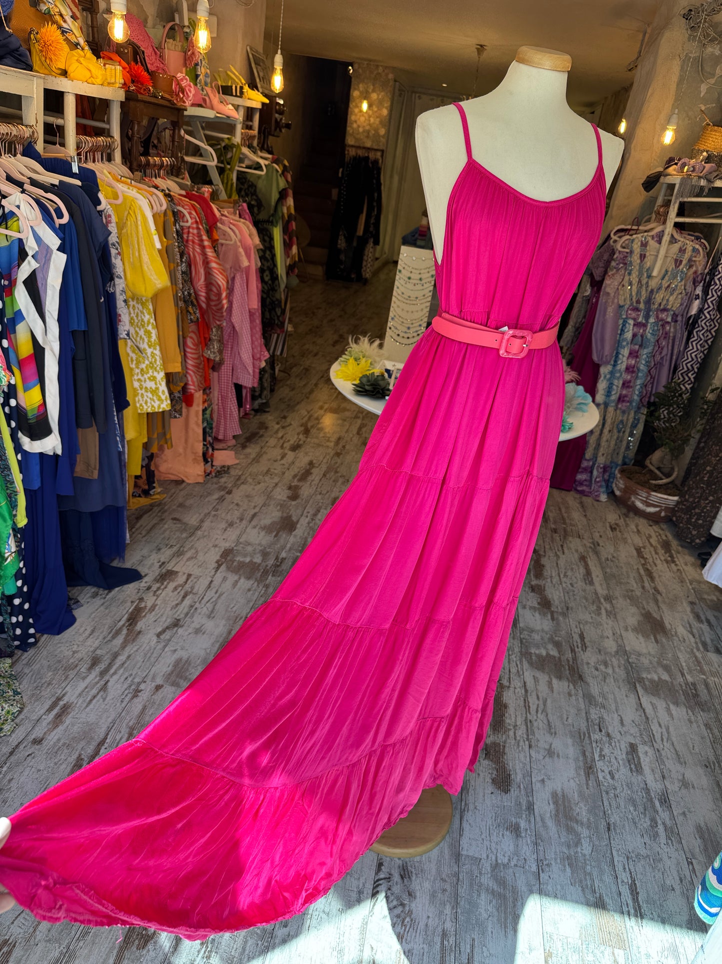 ABITO FUCSIA SATIN LUNGO