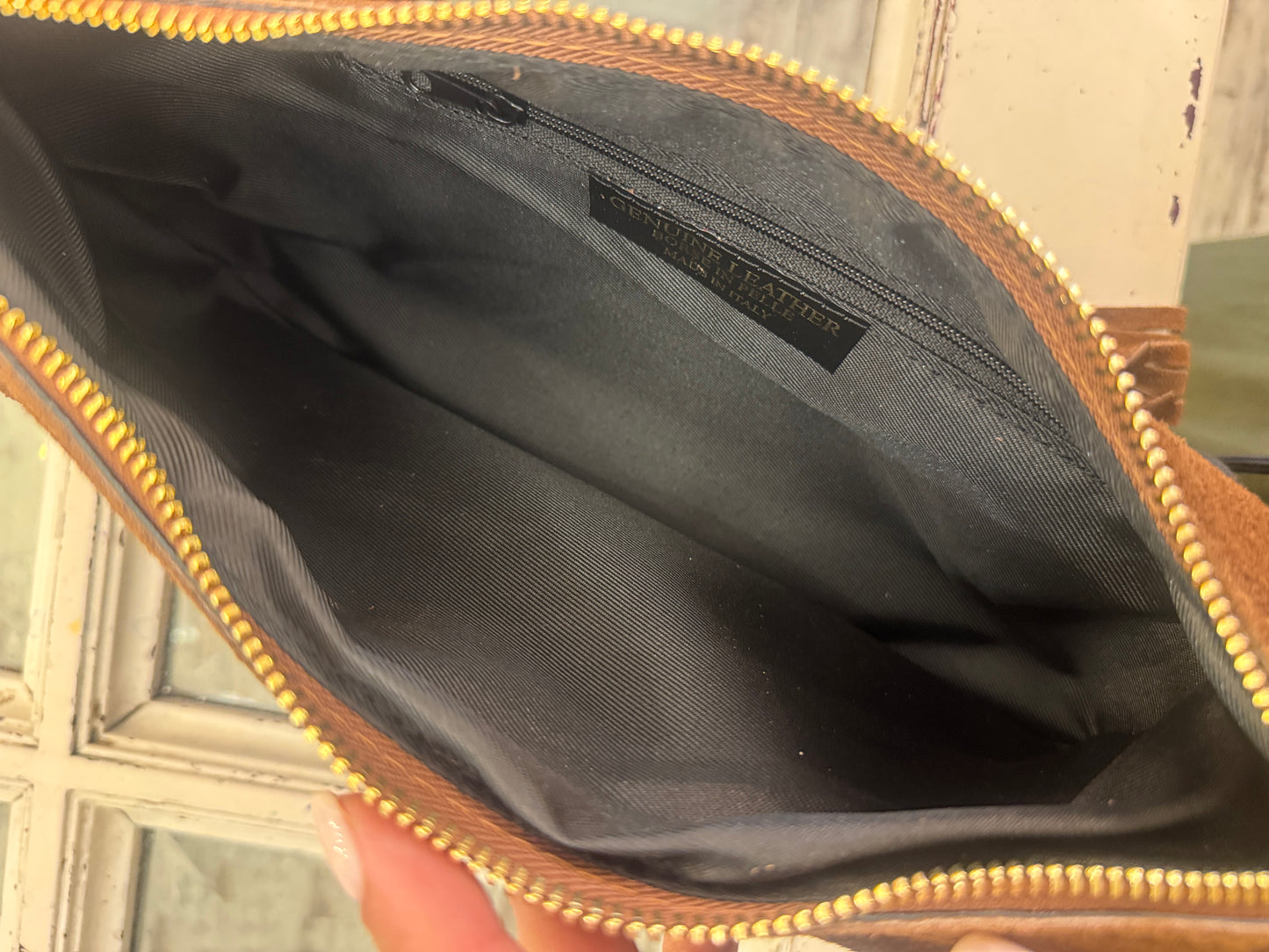BORSA MEZZALUNA SUEDE FRANGE TESTA DI MORO