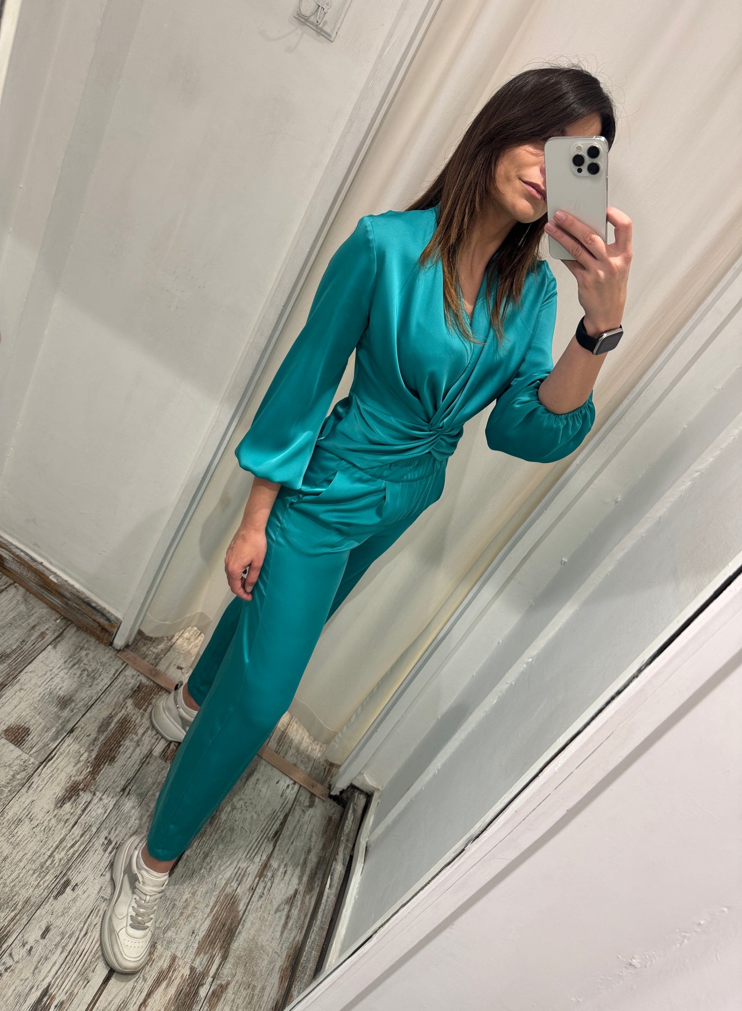 BLUSA MO.DE.RN SATIN TURCHESE