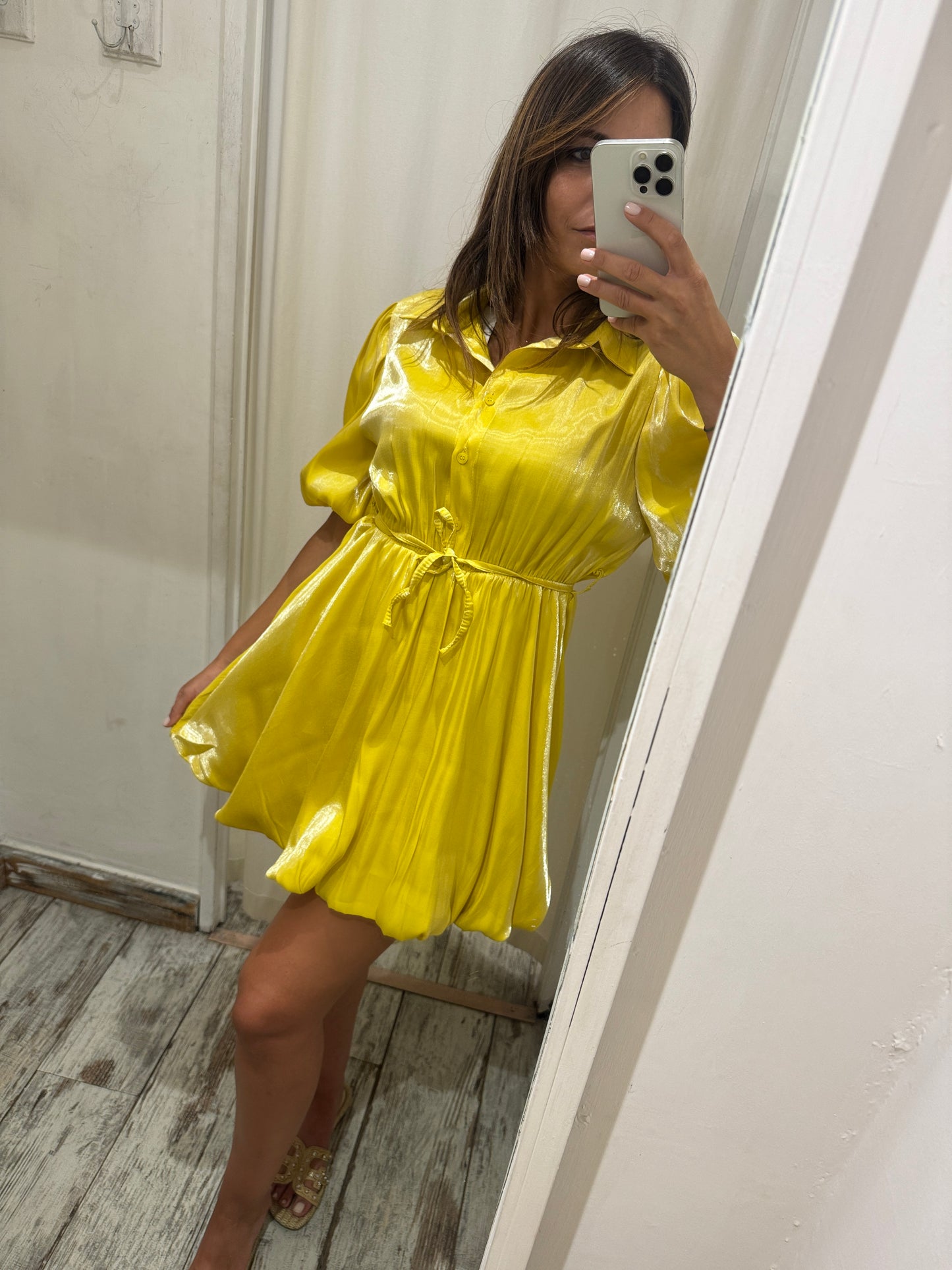 ABITO CHEMISIER GIALLO SATIN