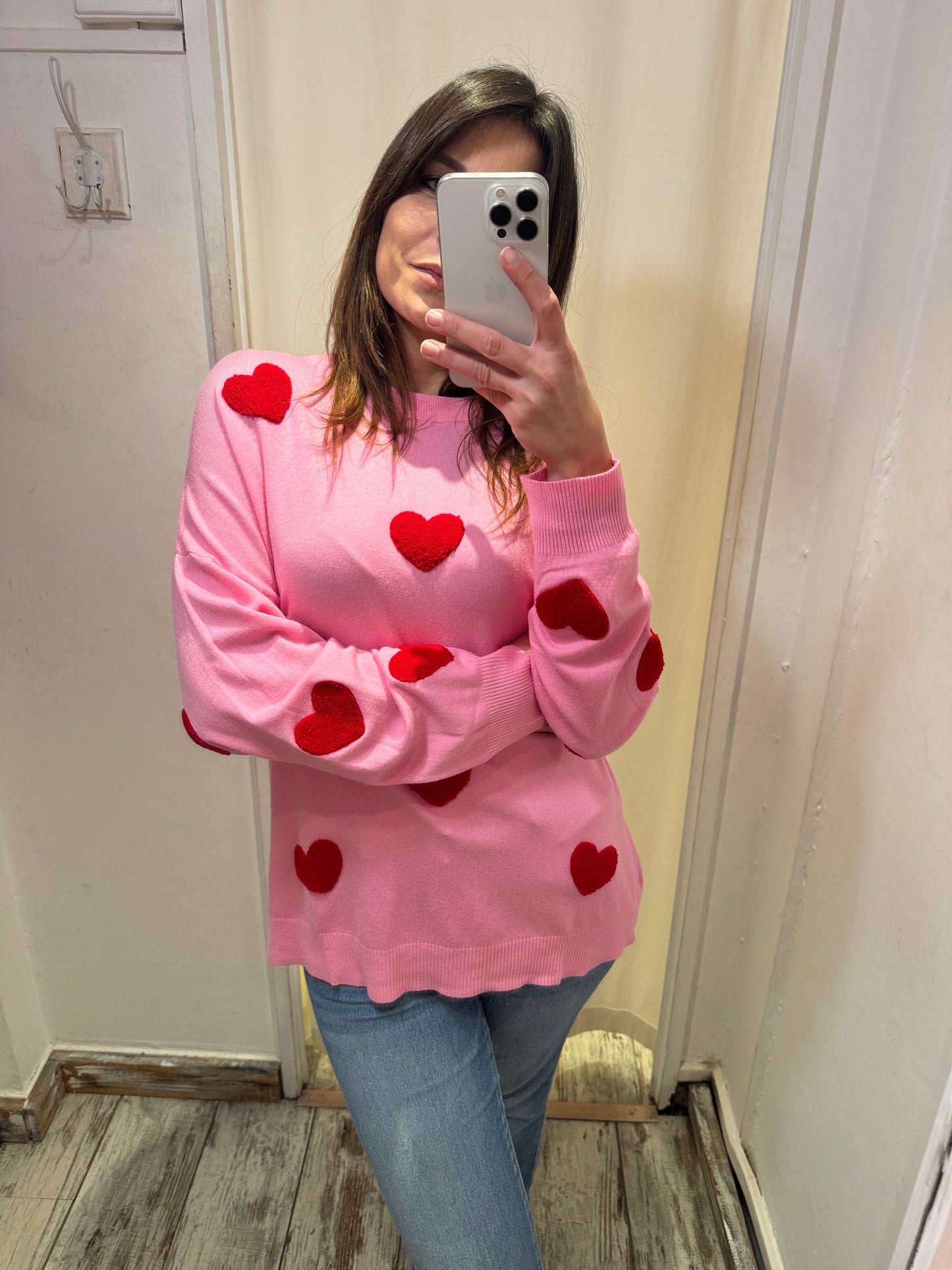 MAGLIA CUORI ROSA