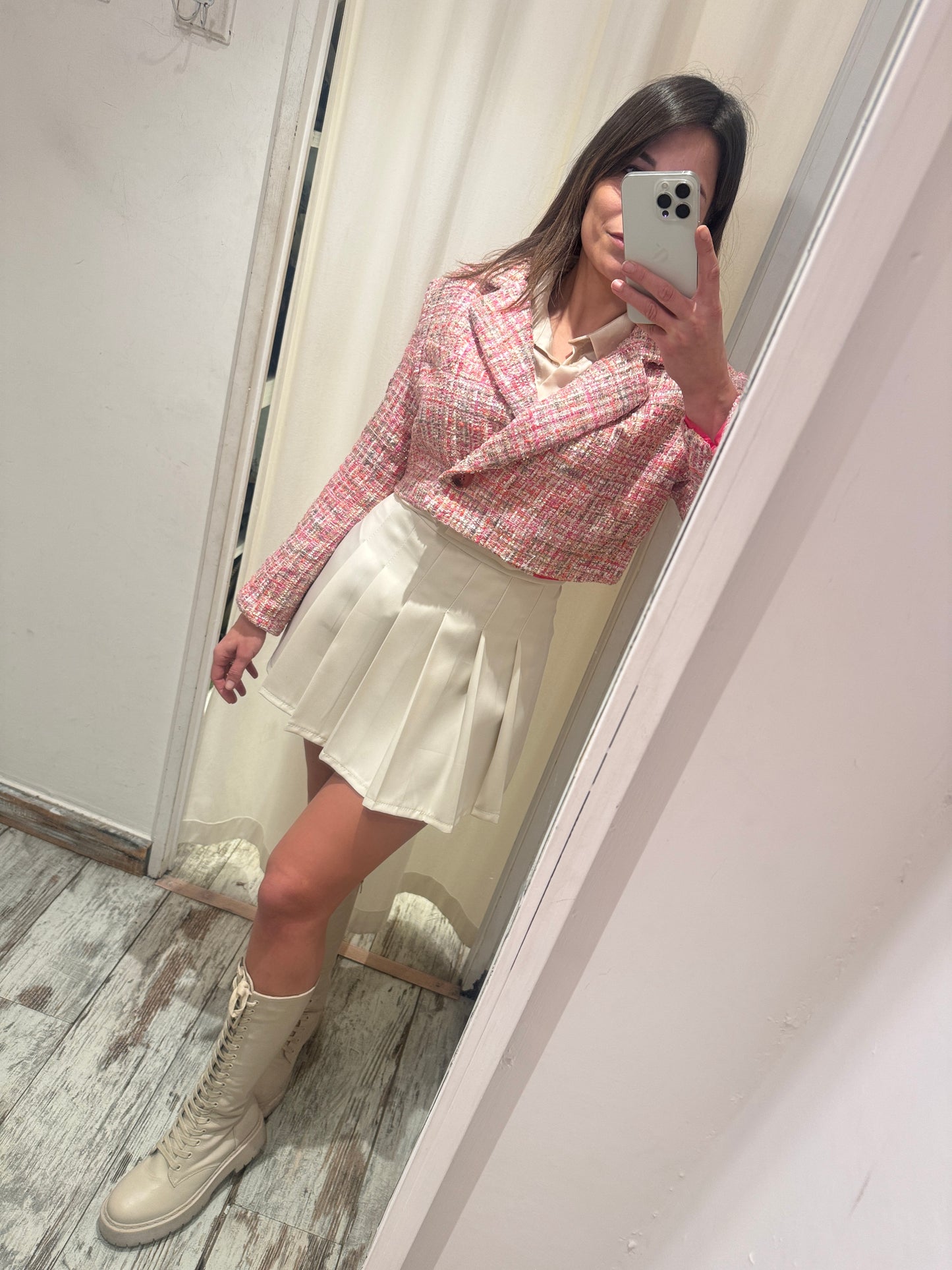 BLAZER CROP ROSA BOUCLÈ