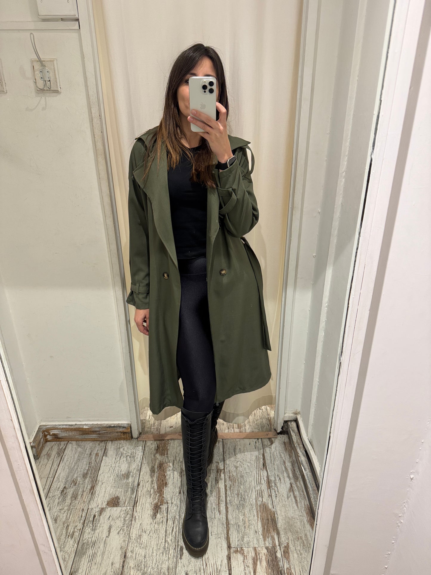 TRENCH PRIMAVERILE VERDE MILITARE