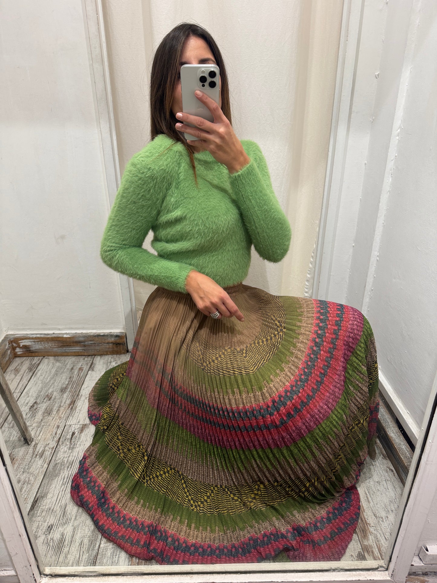 GONNA MIDÌ ERMANNO SCERVINO PLISSÈ MULTICOLORE
