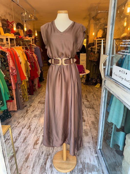 ABITO LONGUETTE SATIN MARRONE