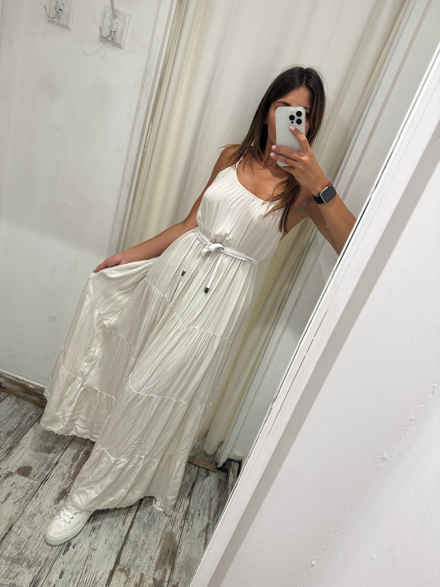 ABITO LUNGO SATIN PANNA