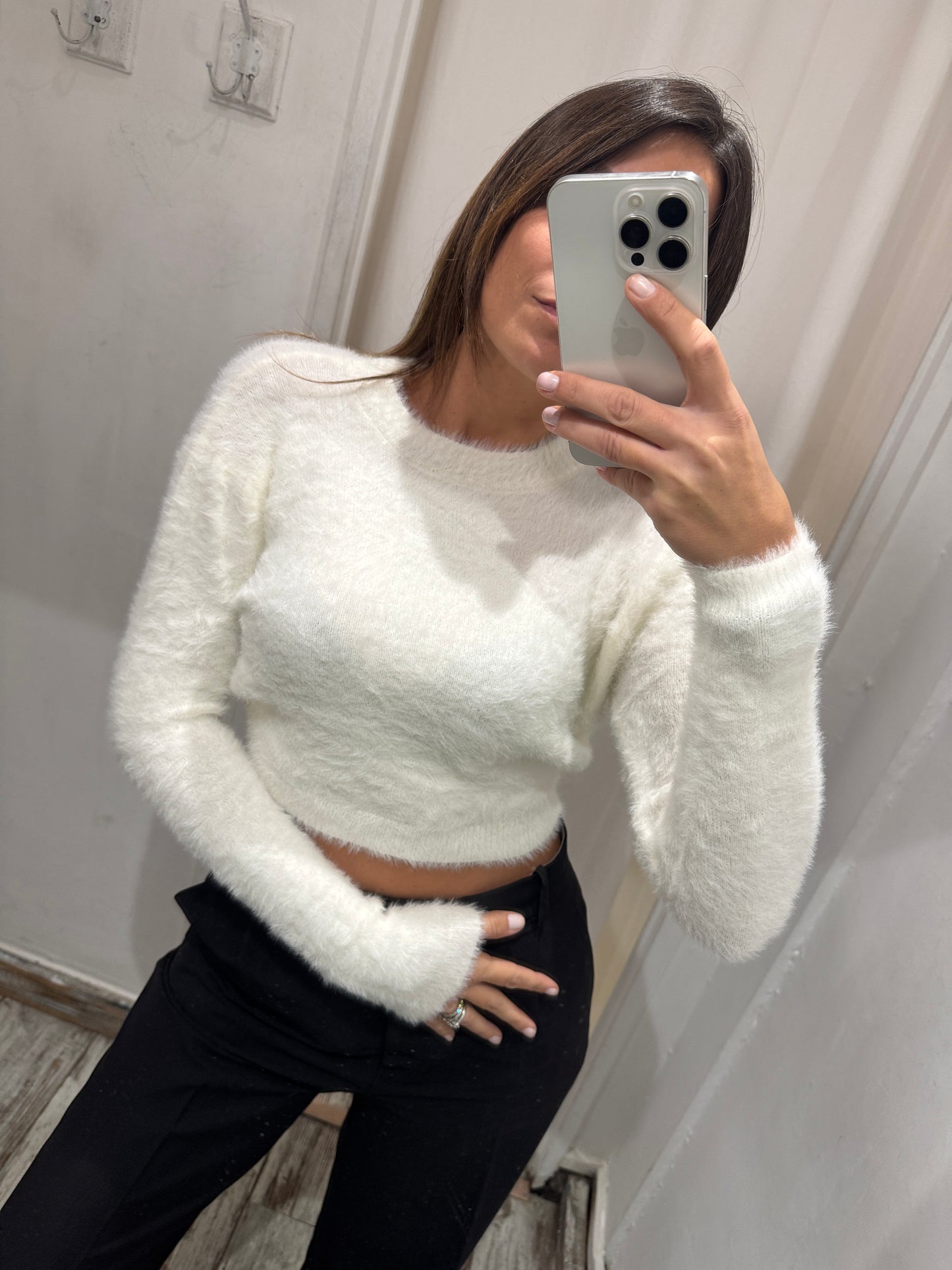 MAGLIA CROP PELUCHE