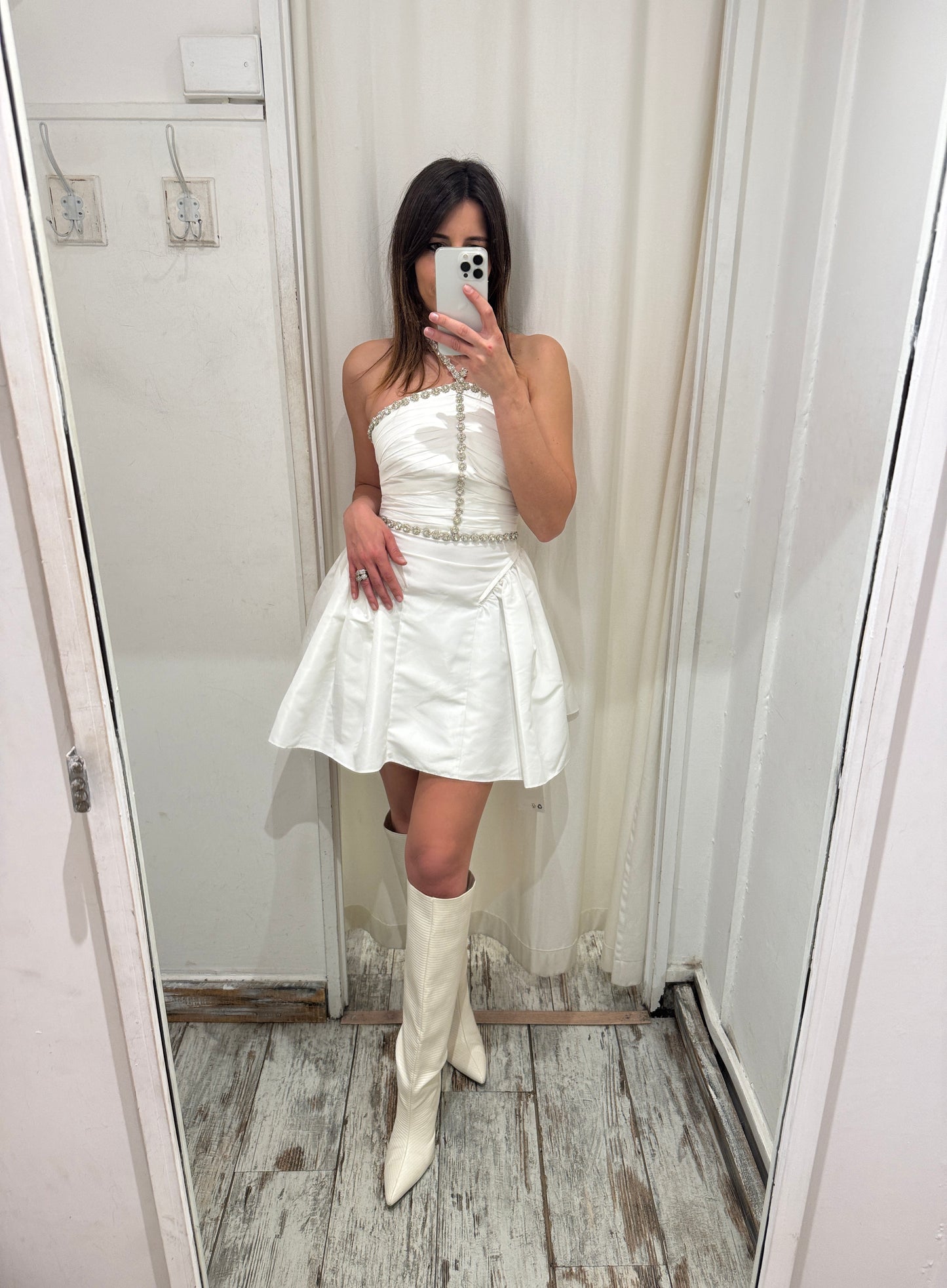ABITO SELF-PORTRAIT BIANCO CON CRISTALLI