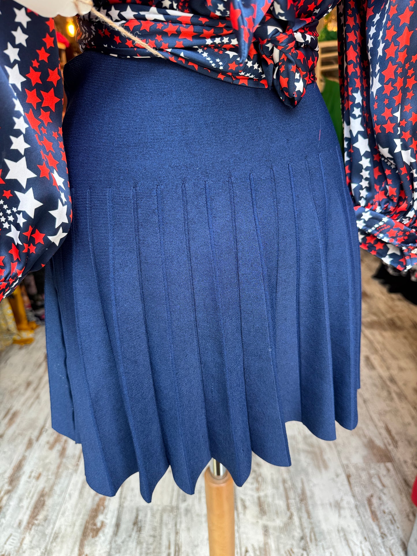GONNA CORTA MAGLIA BLU