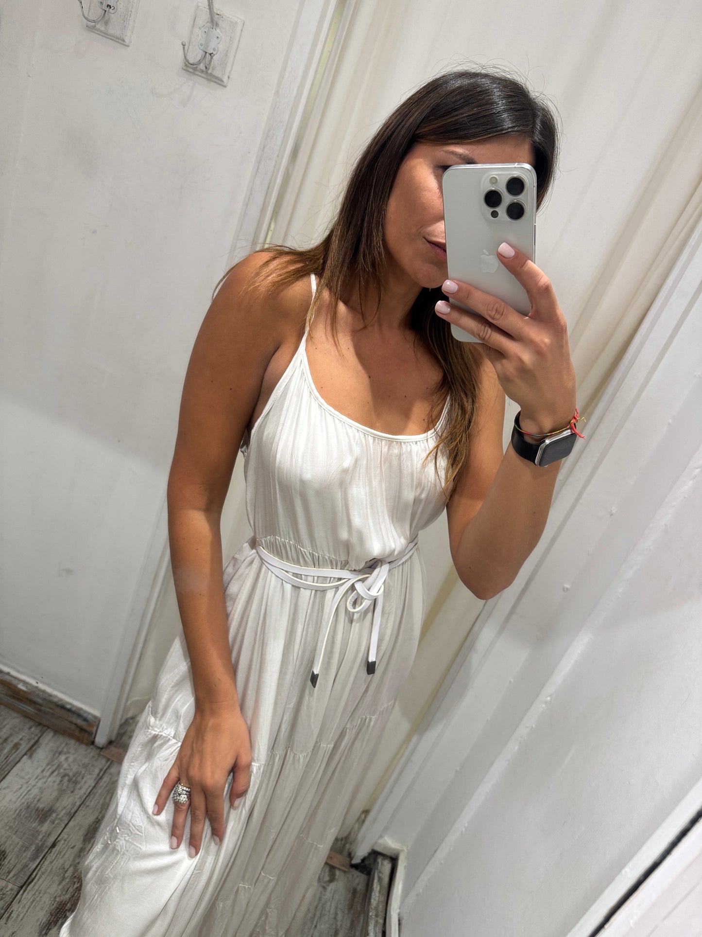 ABITO LUNGO SATIN PANNA