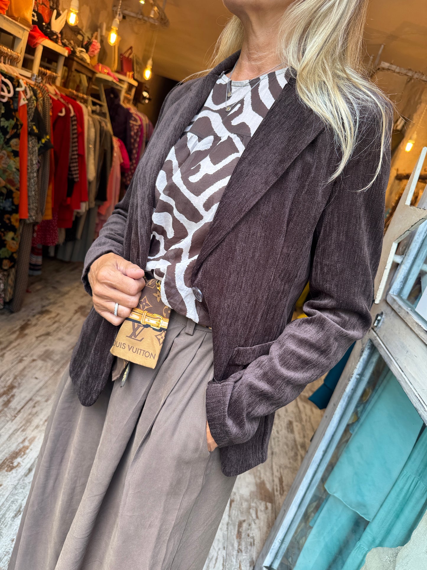BLAZER VELOUR TESTA DI MORO