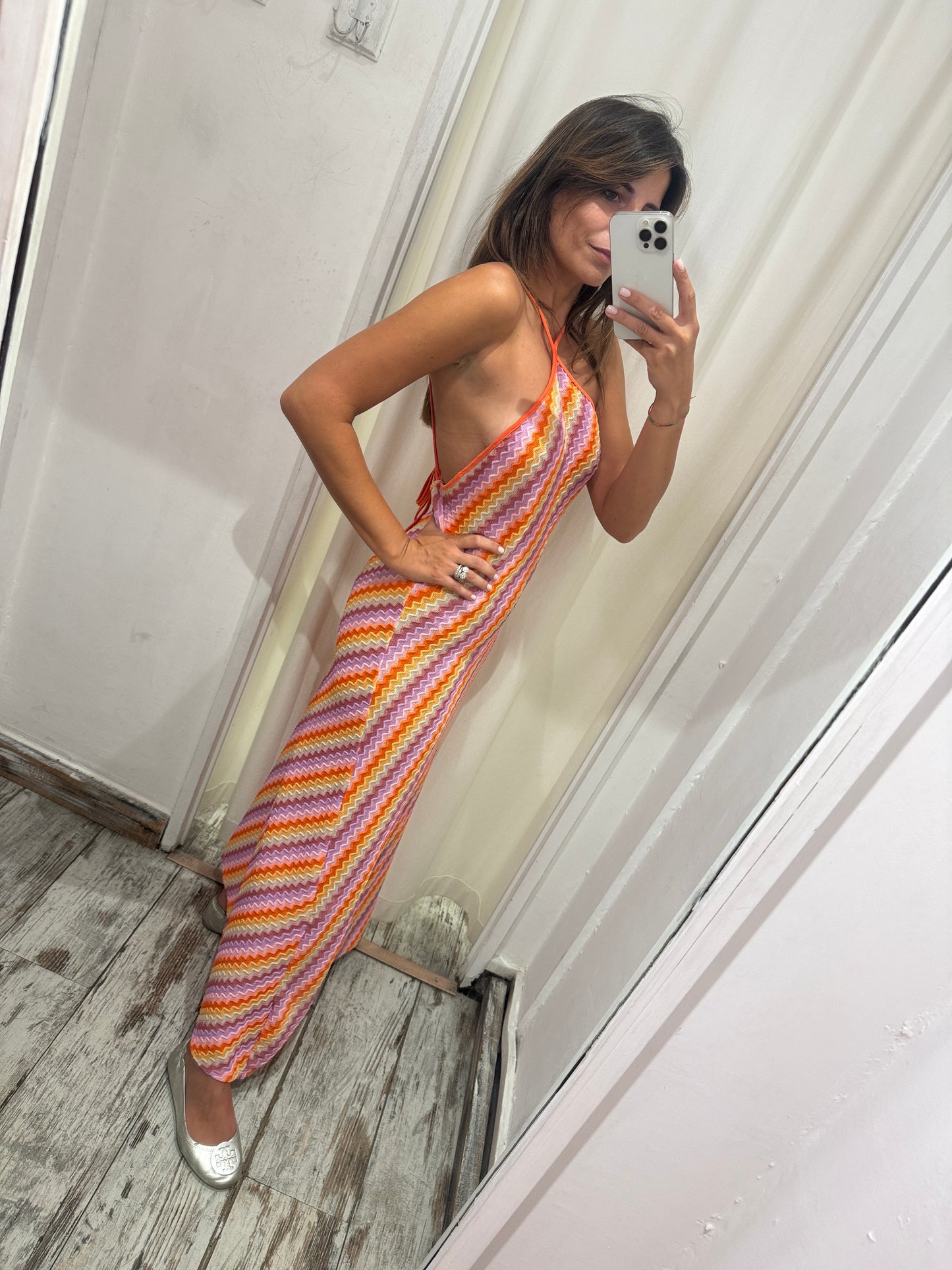 ABITO LUNGO ZIG ZAG MULTICOLORE