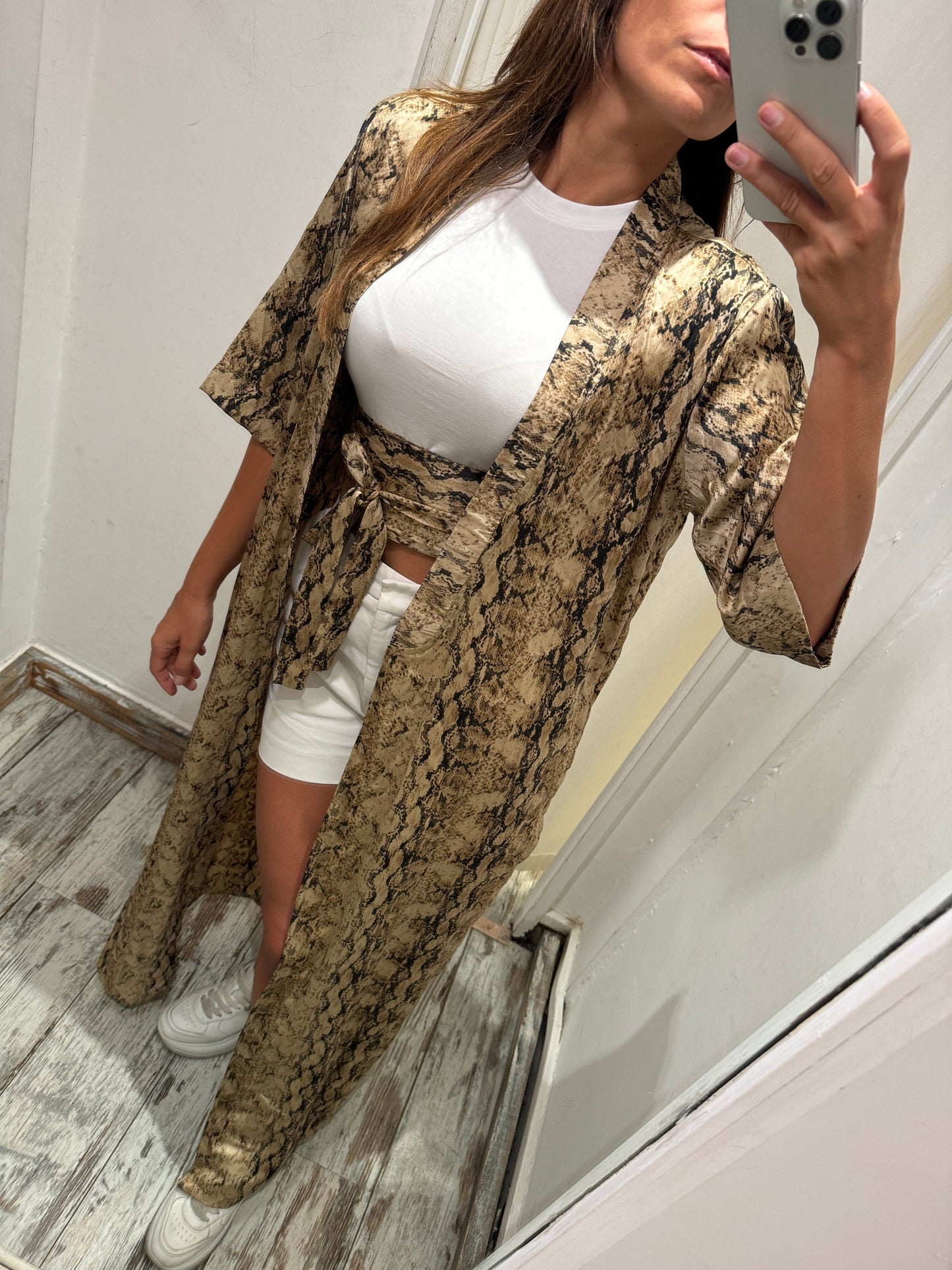KIMONO PONCHIA PITONE CON CINTURA