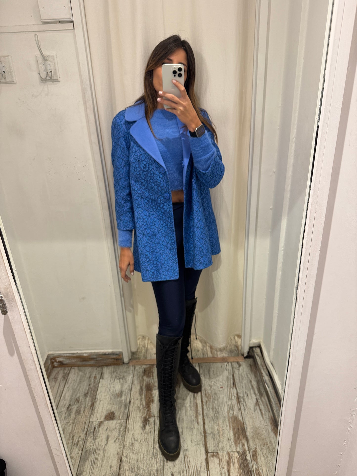 CAPPOTTINO ERMANNO SCERVINO IN PIZZO AZZURRO