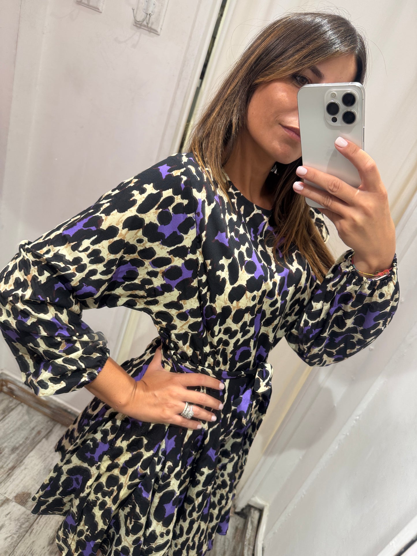 ABITO ANIMALIER VIOLA