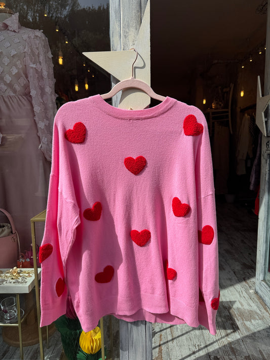 MAGLIA CUORI ROSA