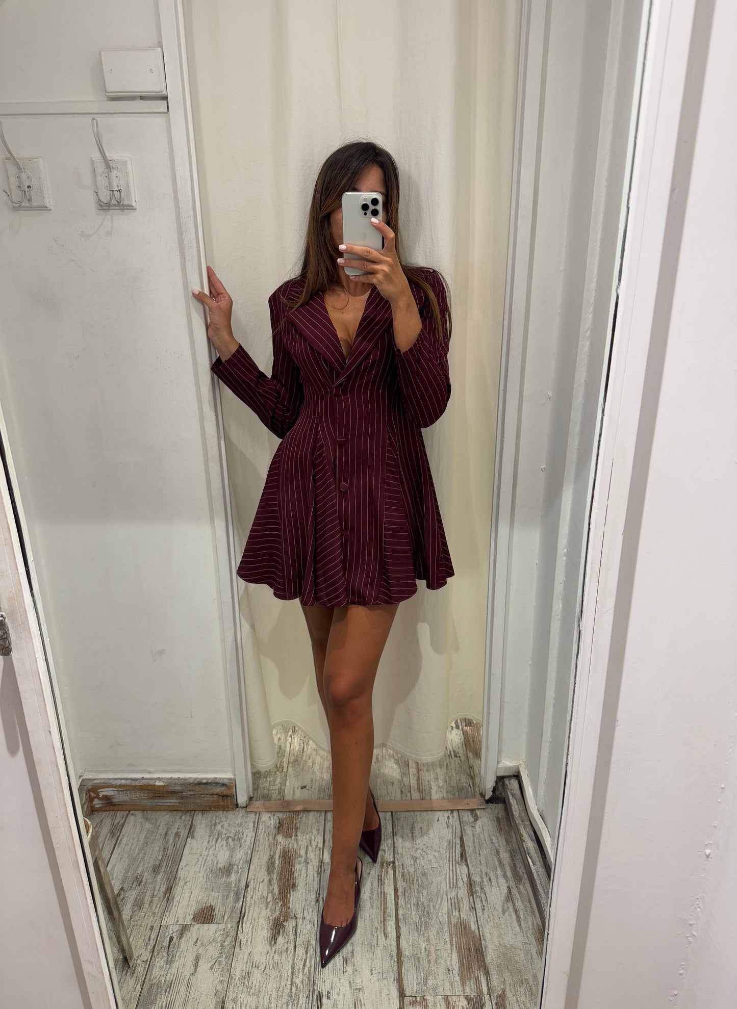 ABITO CORTO CHEMISIER BORDEAUX GESSATO