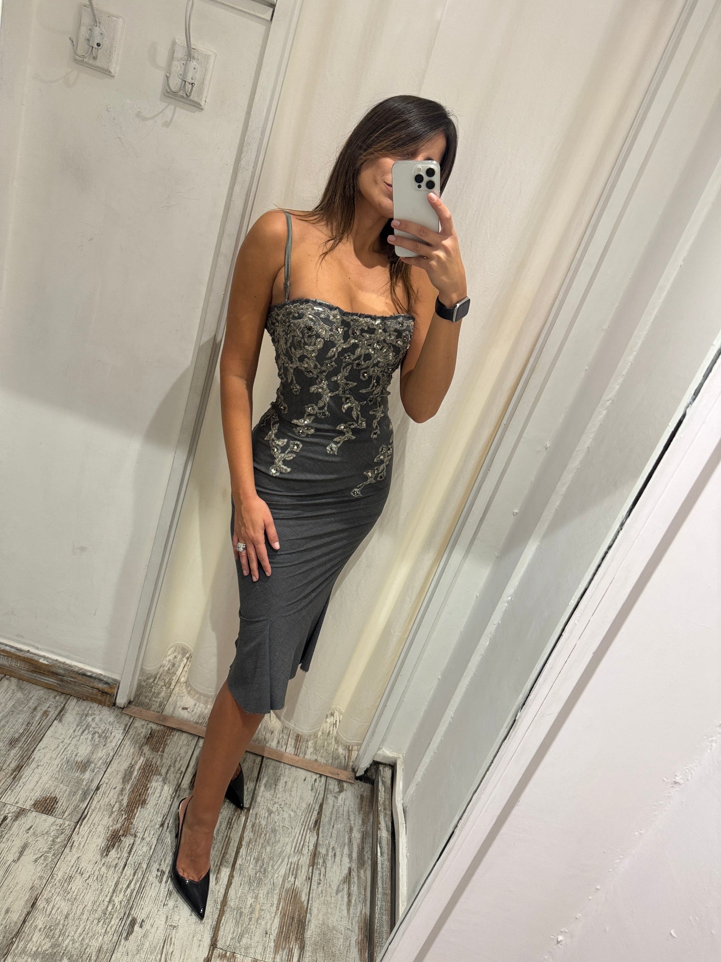 TUBINO ERMANNO SCERVINO ANTRACITE CON APPLICAZIONI