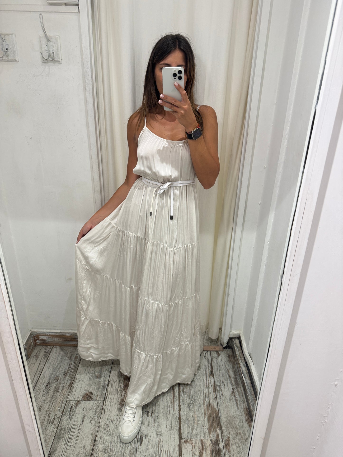 ABITO LUNGO SATIN PANNA