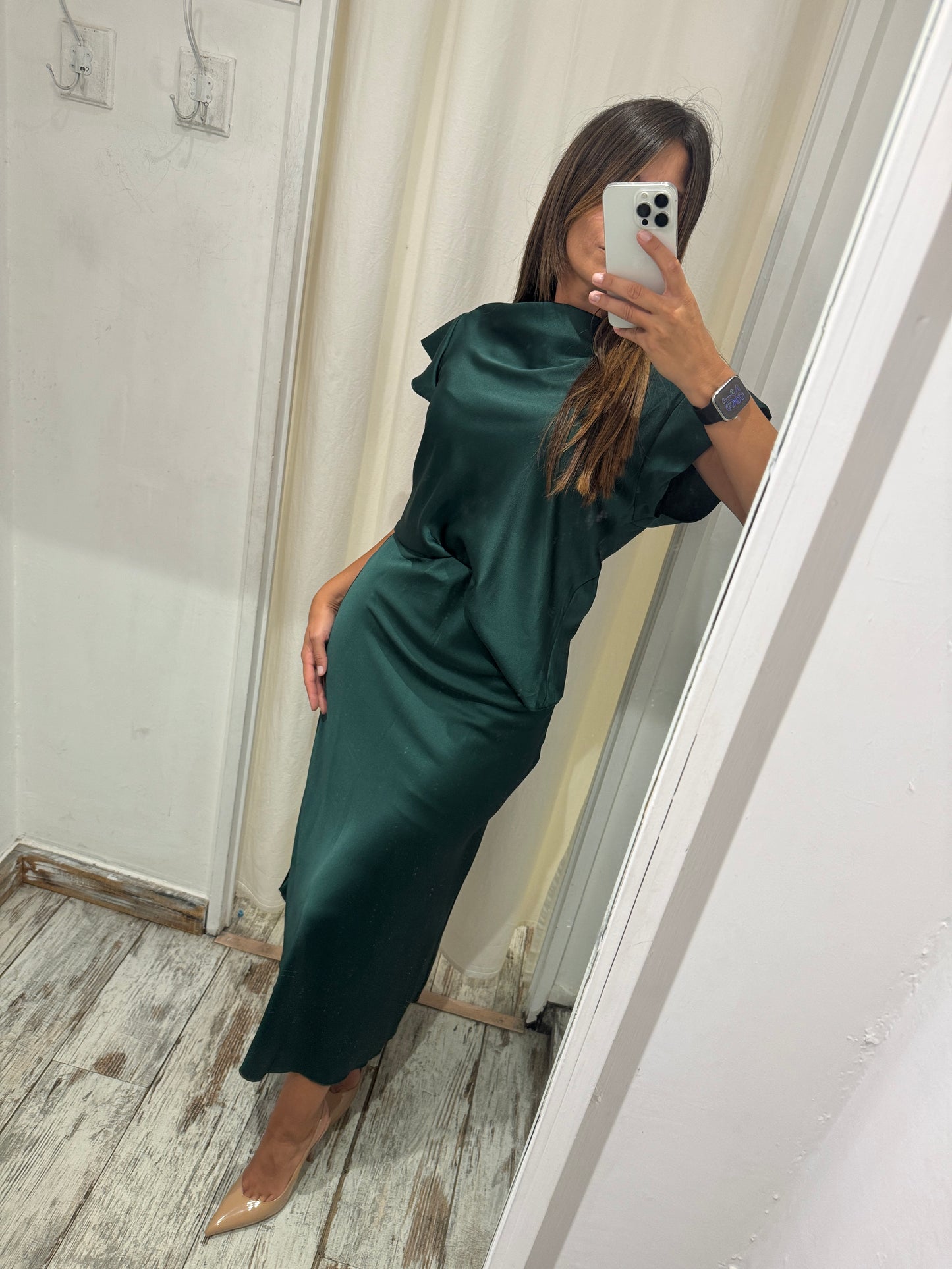 BLUSA SATIN VERDE BOSCO