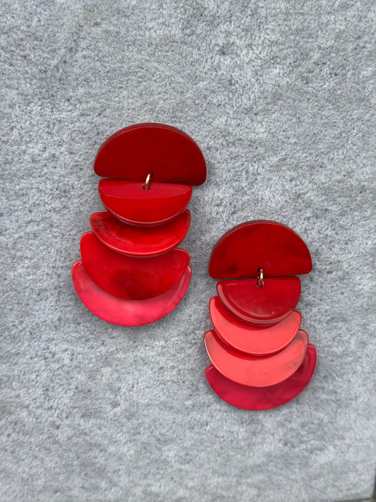 ORECCHINO IN RESINA ROSSO E ROSA