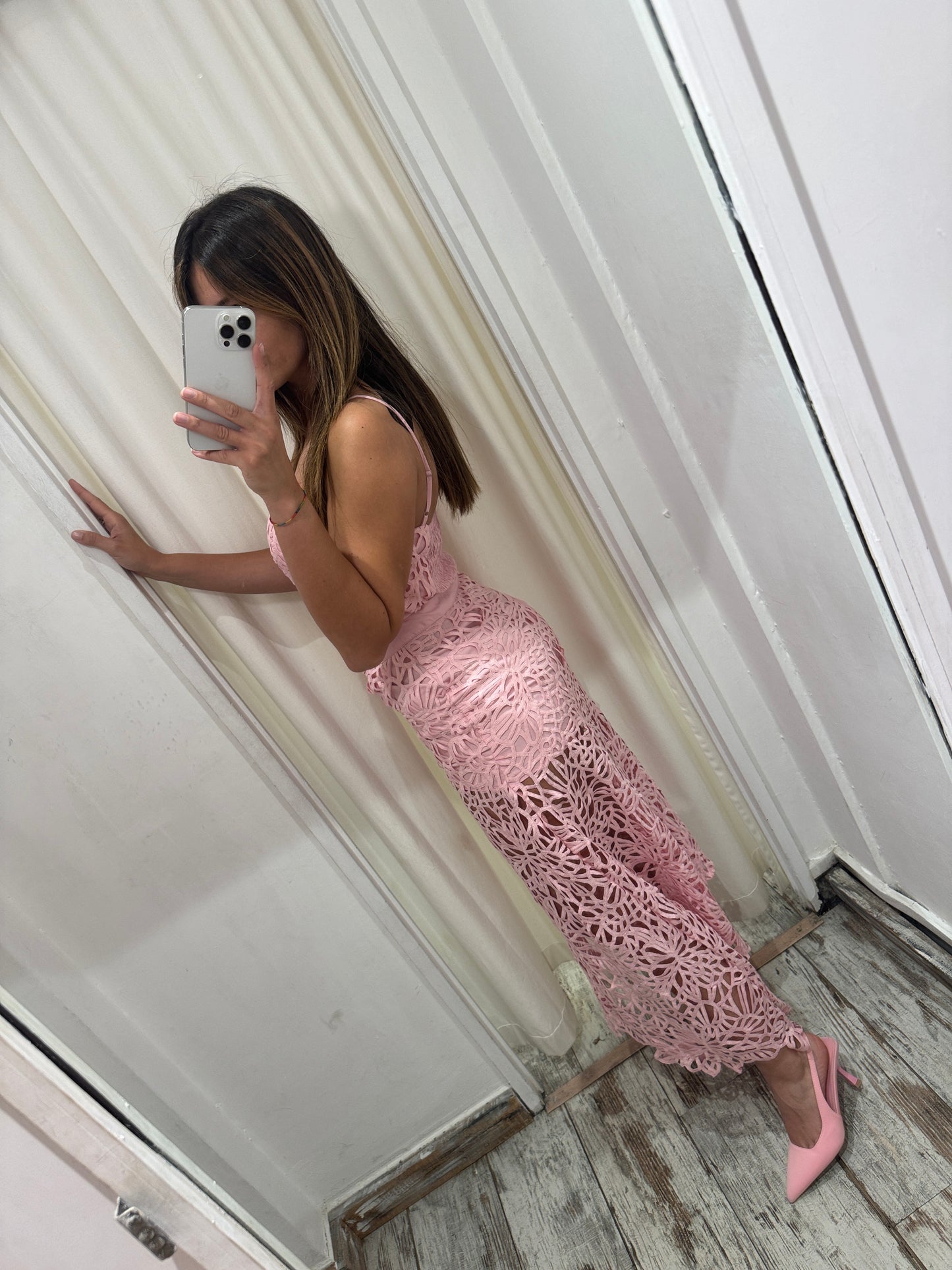 COORDINATO TOP E GONNA ROSA TRAFORATO