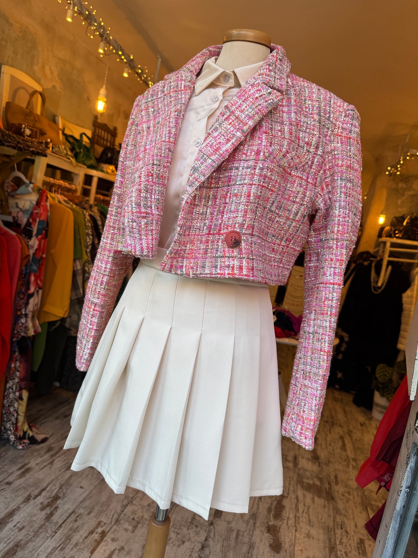 BLAZER CROP ROSA BOUCLÈ