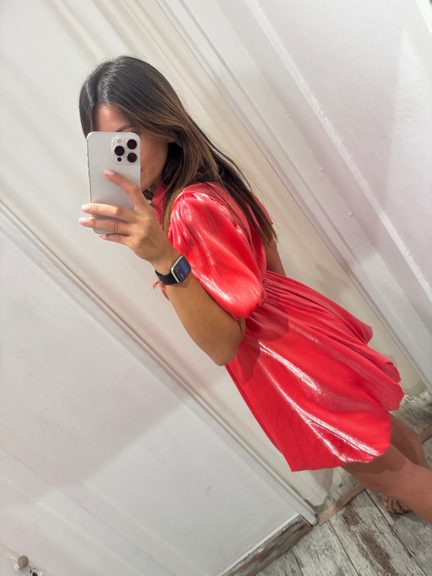ABITO CHEMISIER ROSSO SATIN CORTO