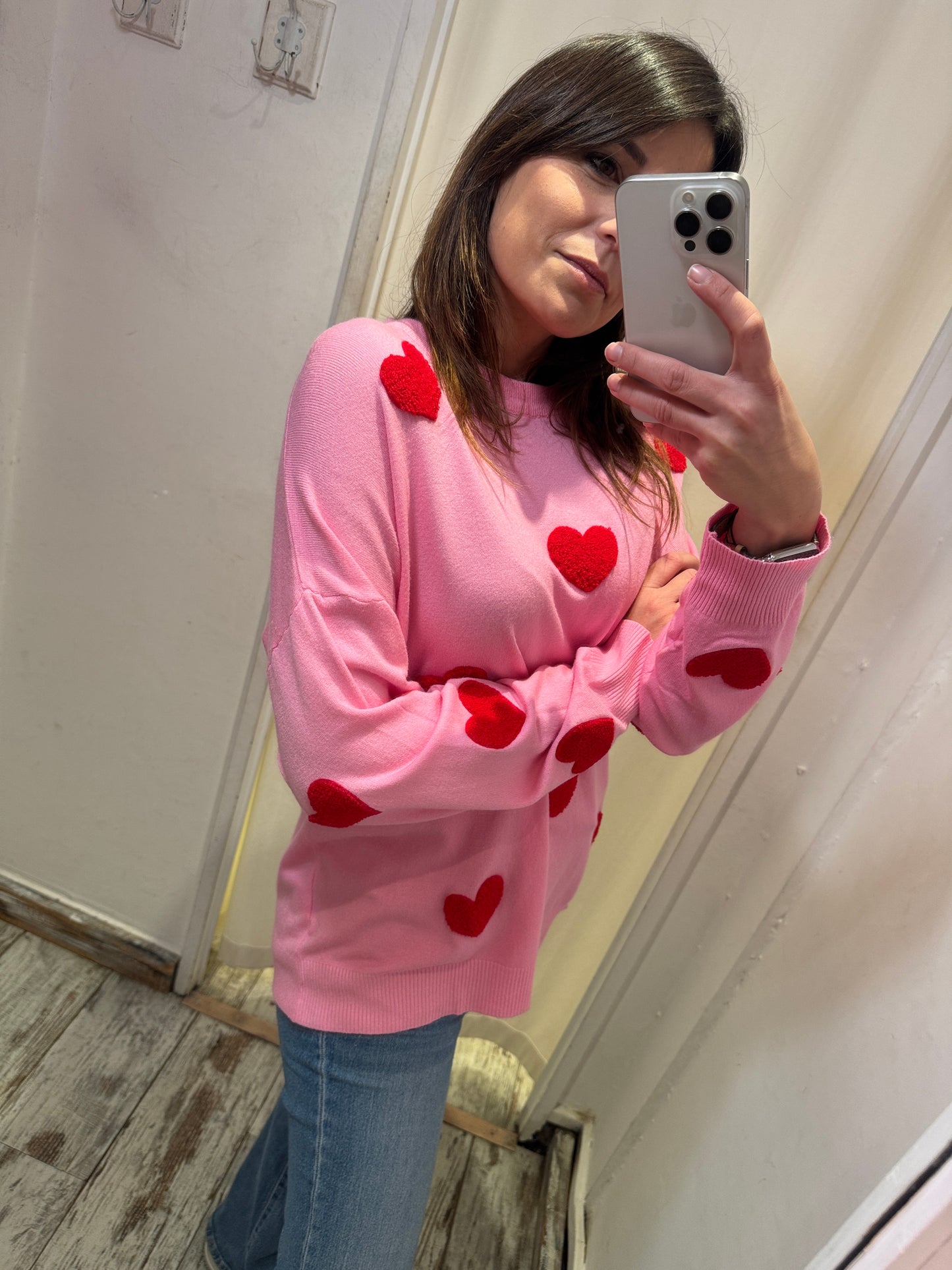 MAGLIA CUORI ROSA