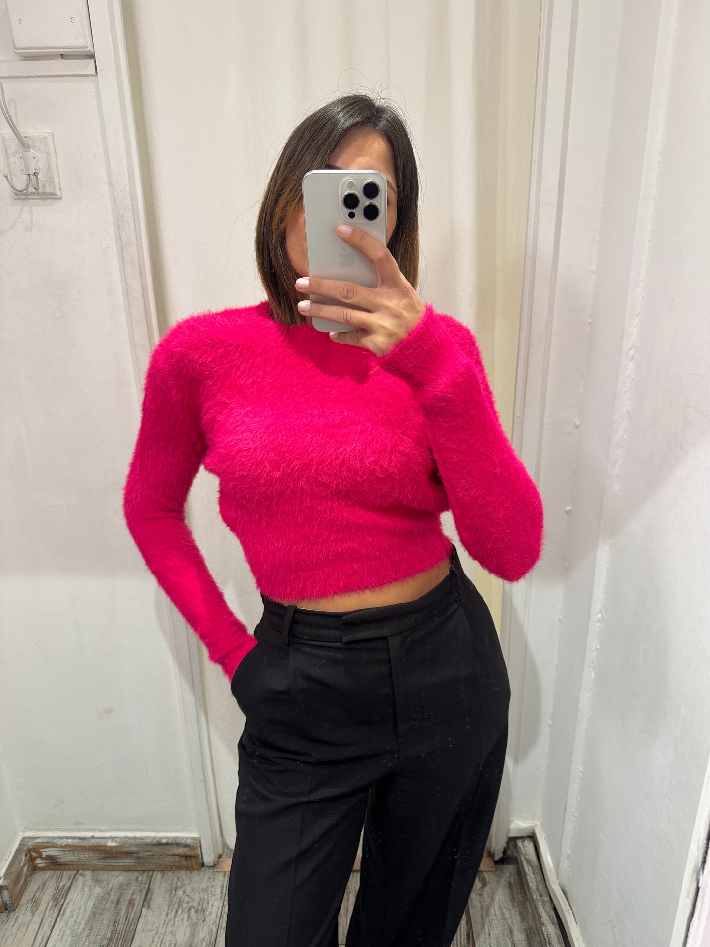 MAGLIA CROP PELUCHE