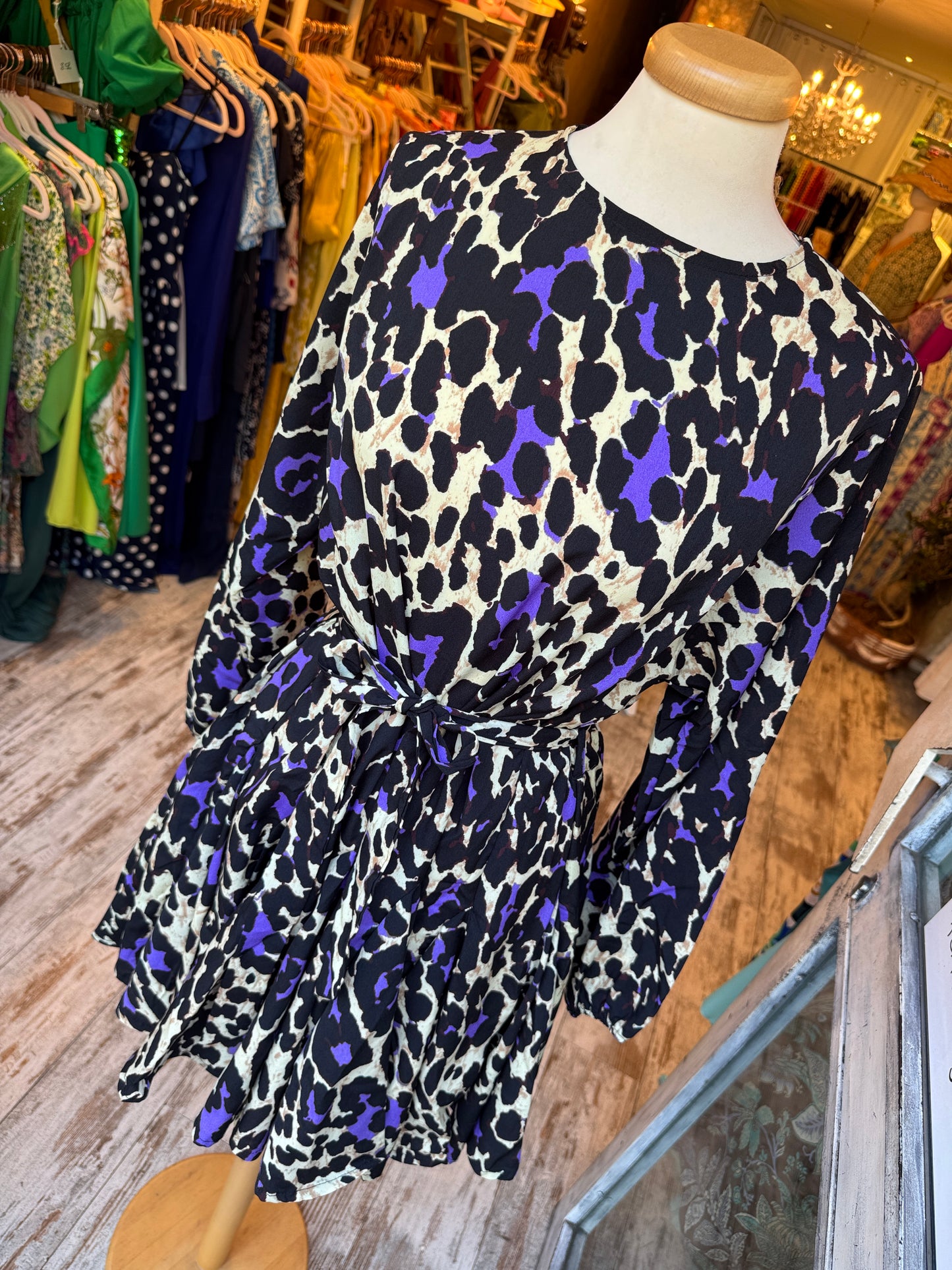 ABITO ANIMALIER VIOLA
