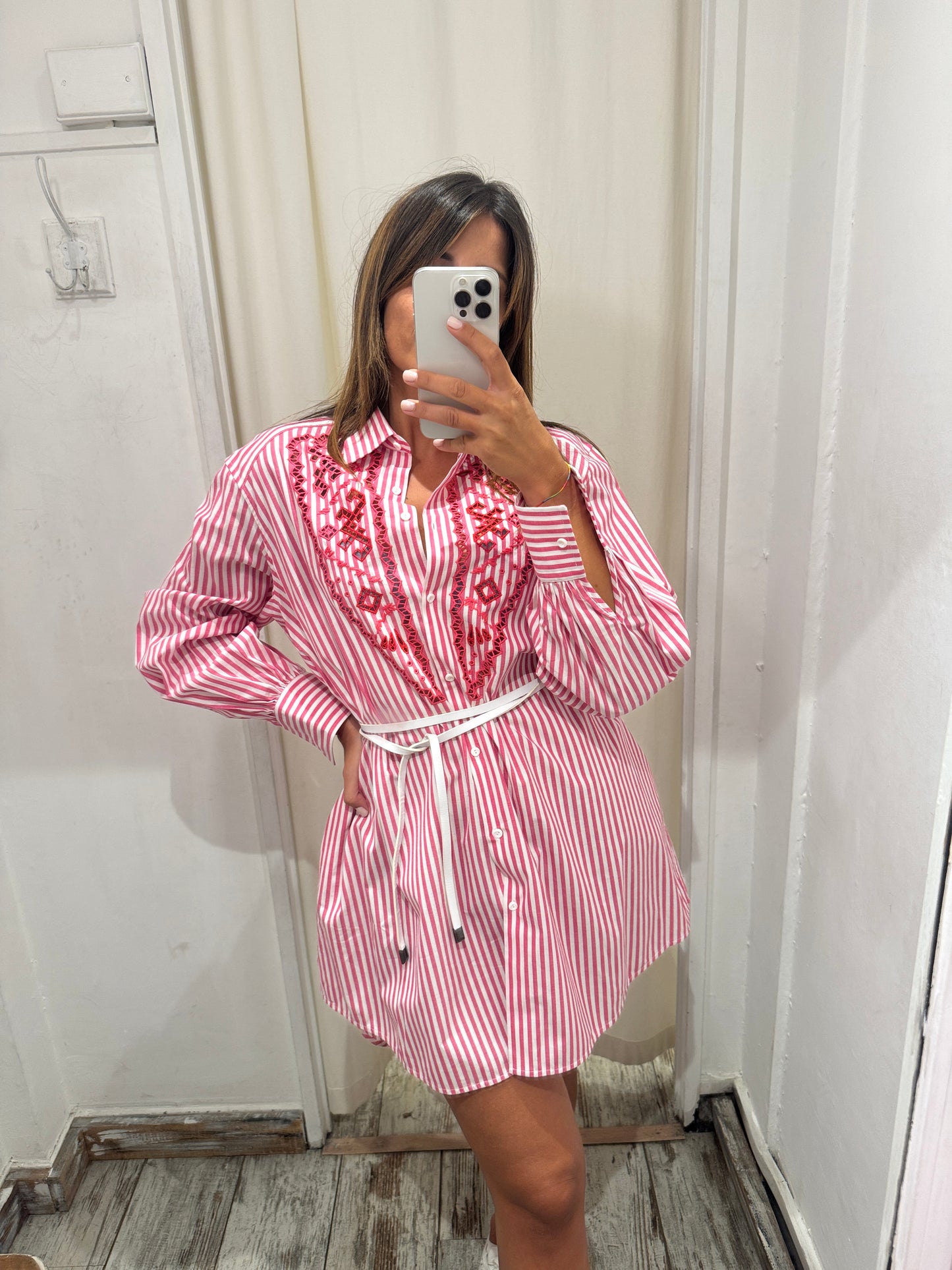 ABITO CAMICIA ERMANNO SCERVINO RIGHE CORALLO