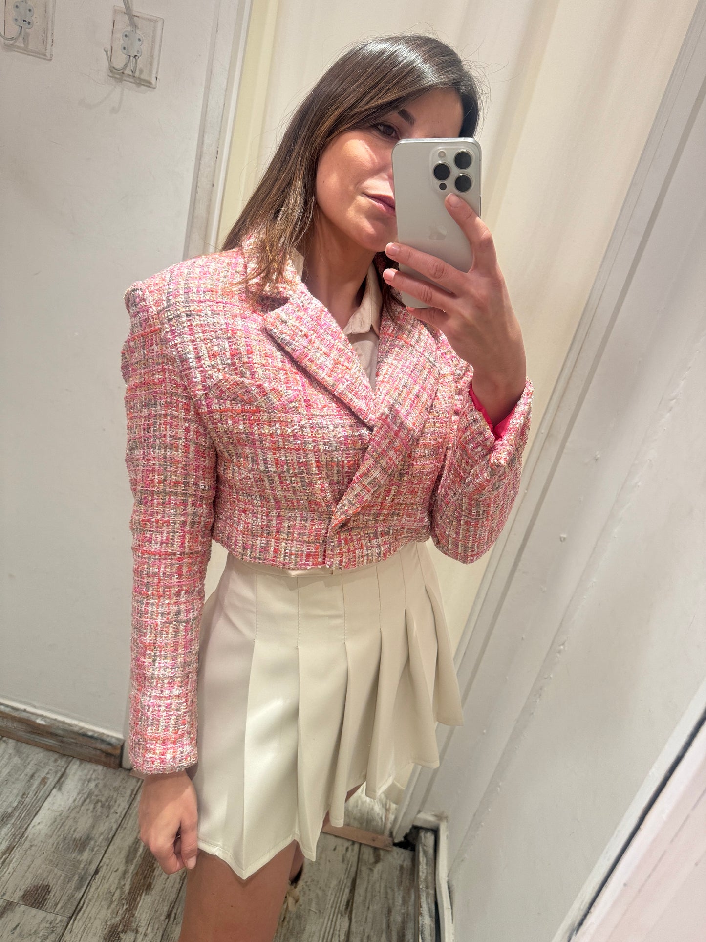 BLAZER CROP ROSA BOUCLÈ