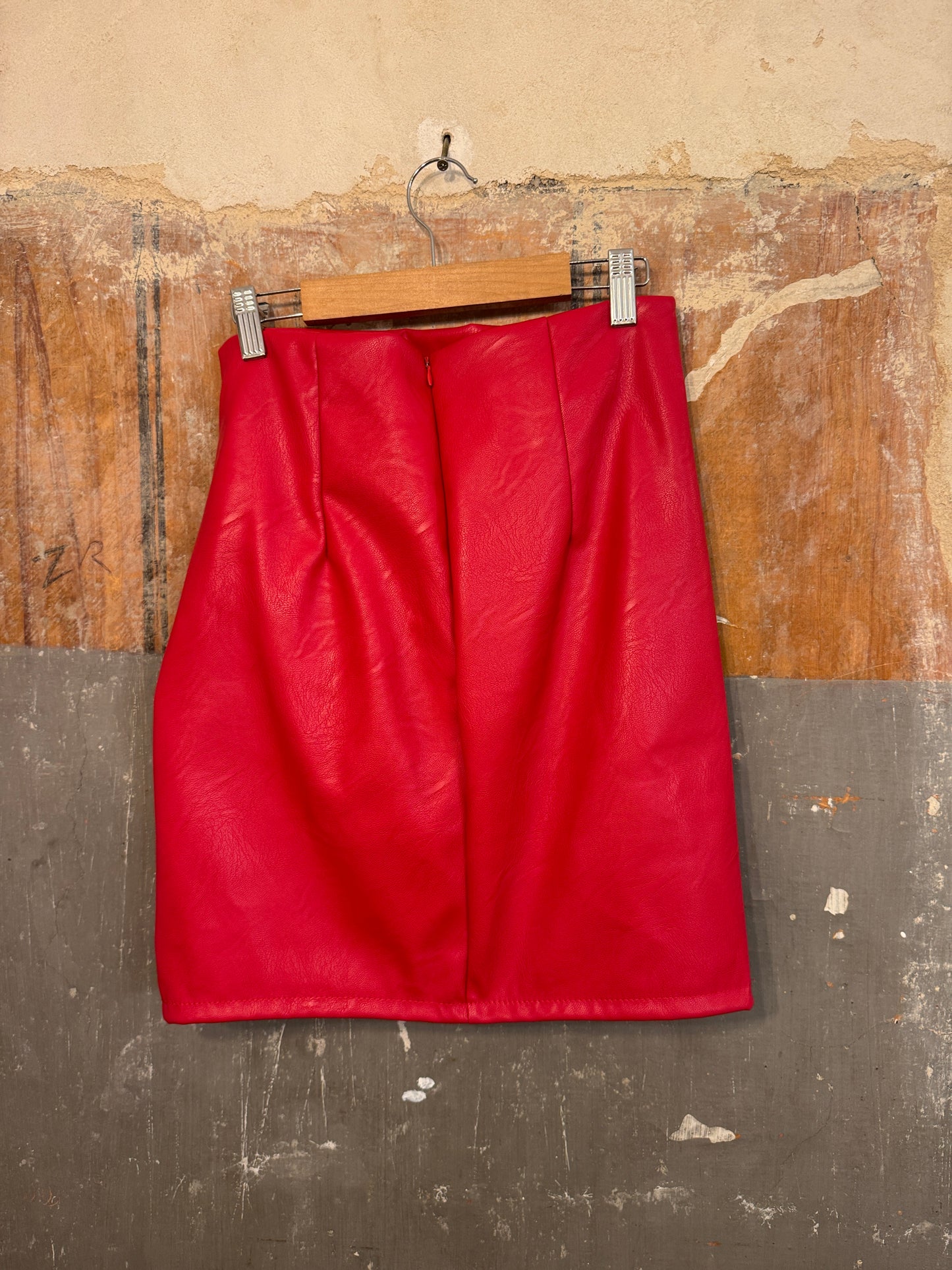 GONNA ECOPELLE ROSSO DRAPPREGGIATA