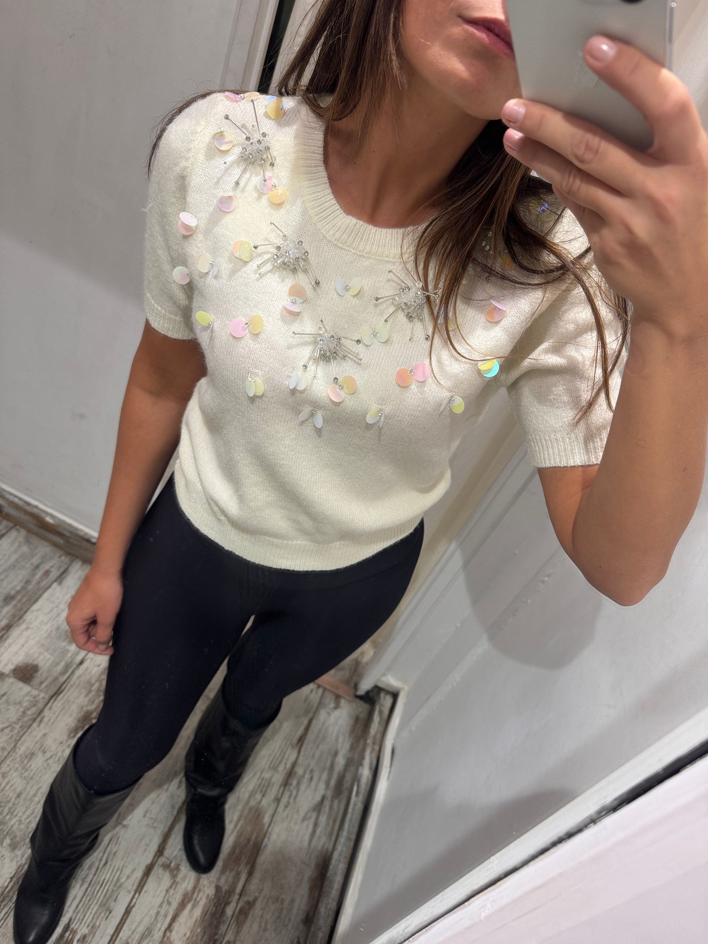 MAGLIA VIC BEE PANNA CON APPLICAZIONI