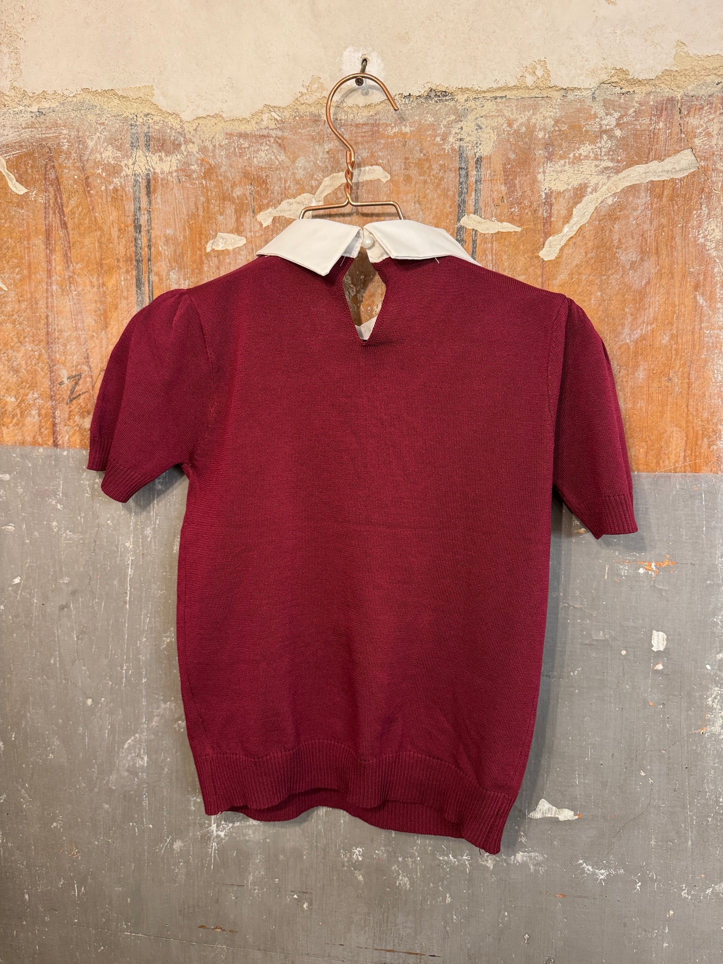 MAGLIA COLLETTO E FIOCCO BORDEAUX