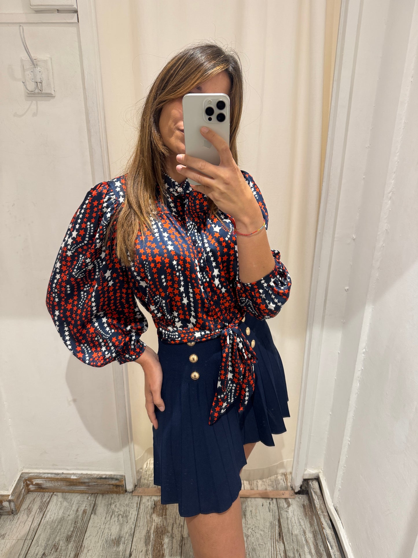 GONNA CORTA MAGLIA BLU