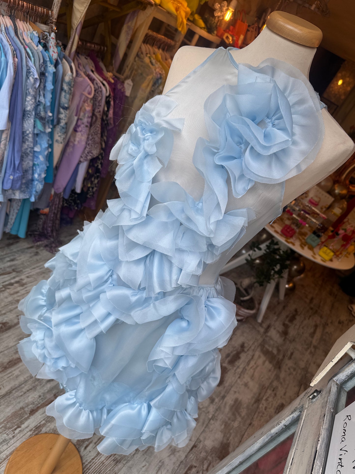 ABITO ERMANNO SCERVINO ORGANZA CELESTE