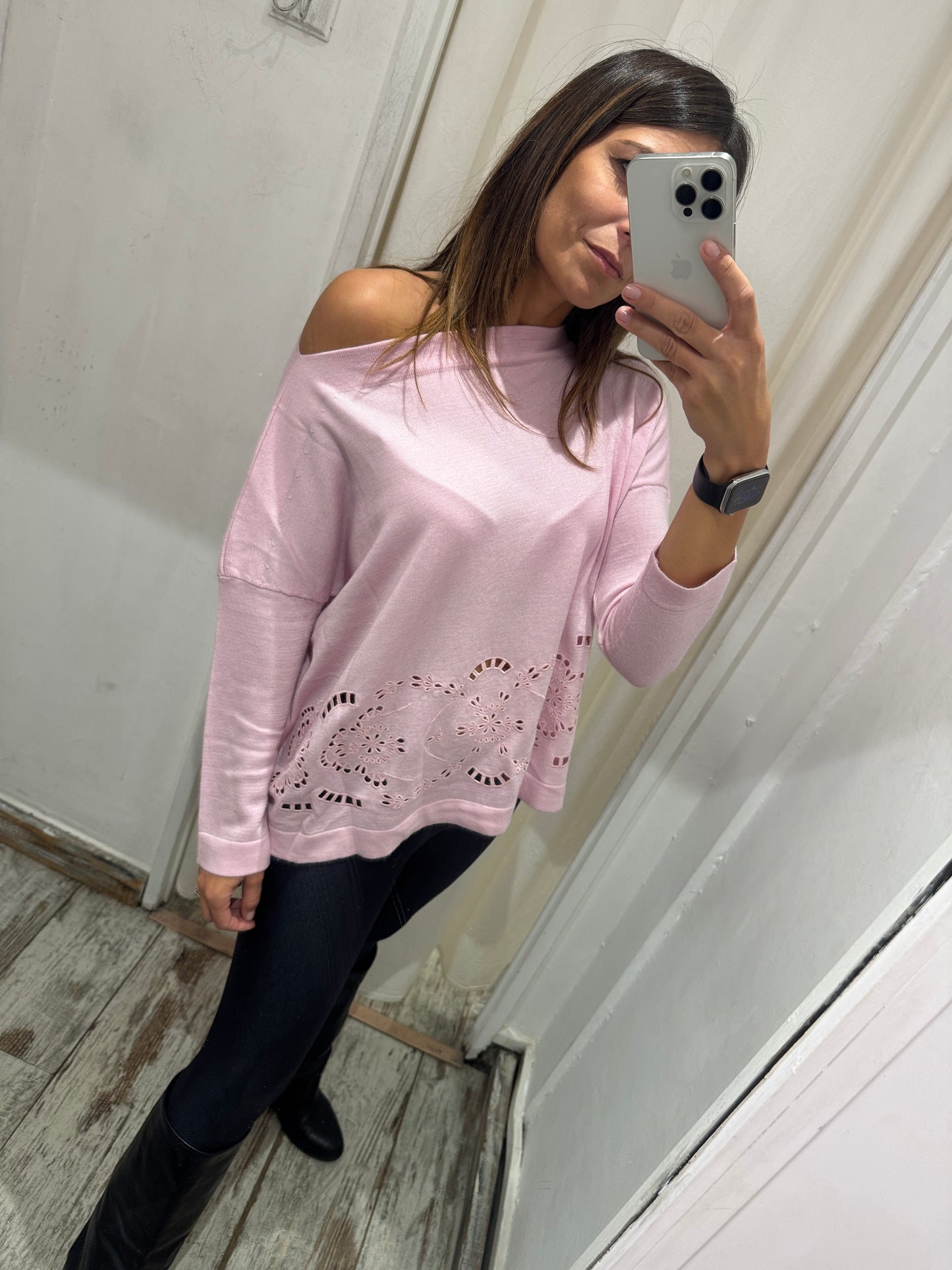 MAGLIA ERMANNO SCERVINO ROSA TRAFORATA