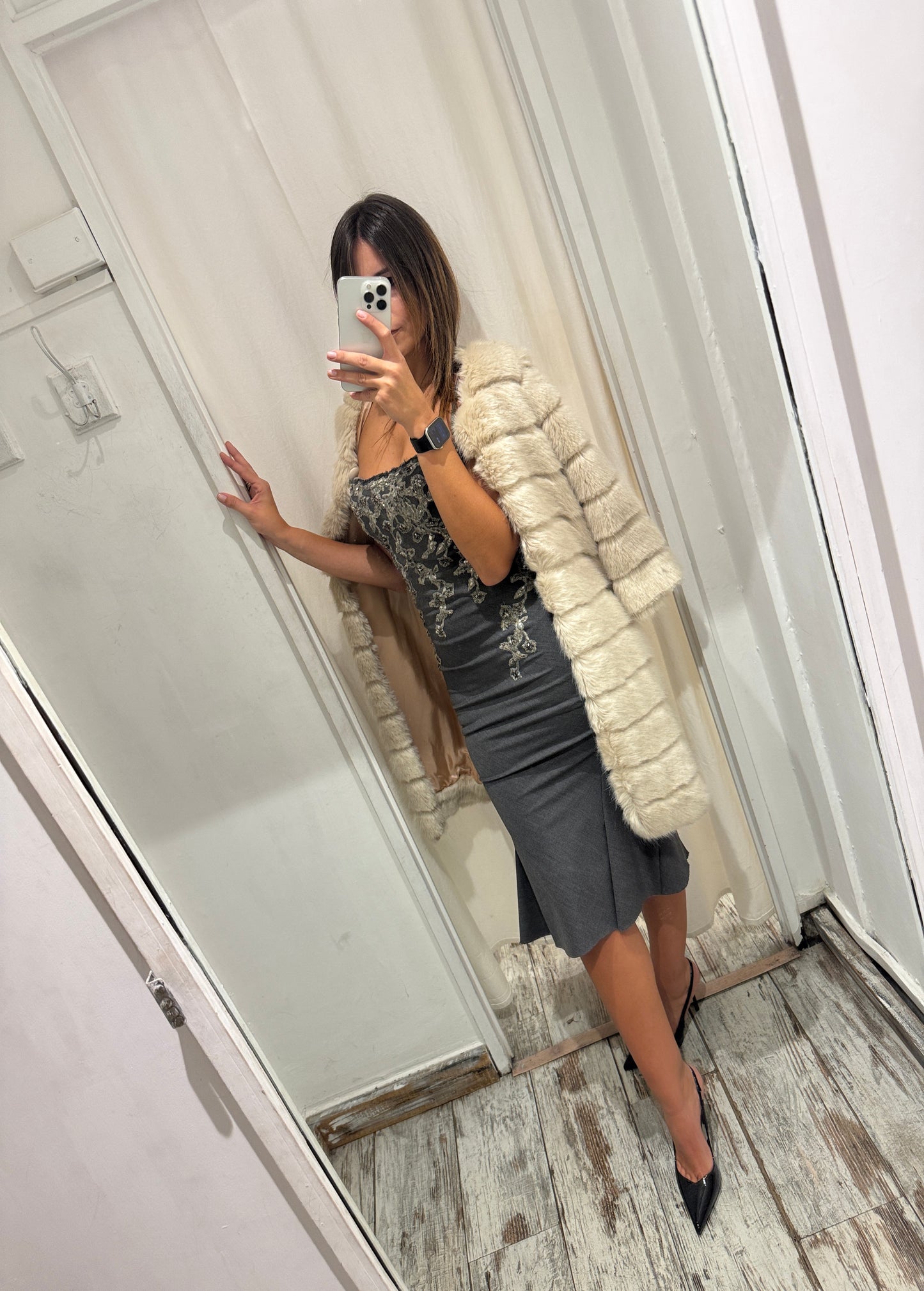 TUBINO ERMANNO SCERVINO ANTRACITE CON APPLICAZIONI