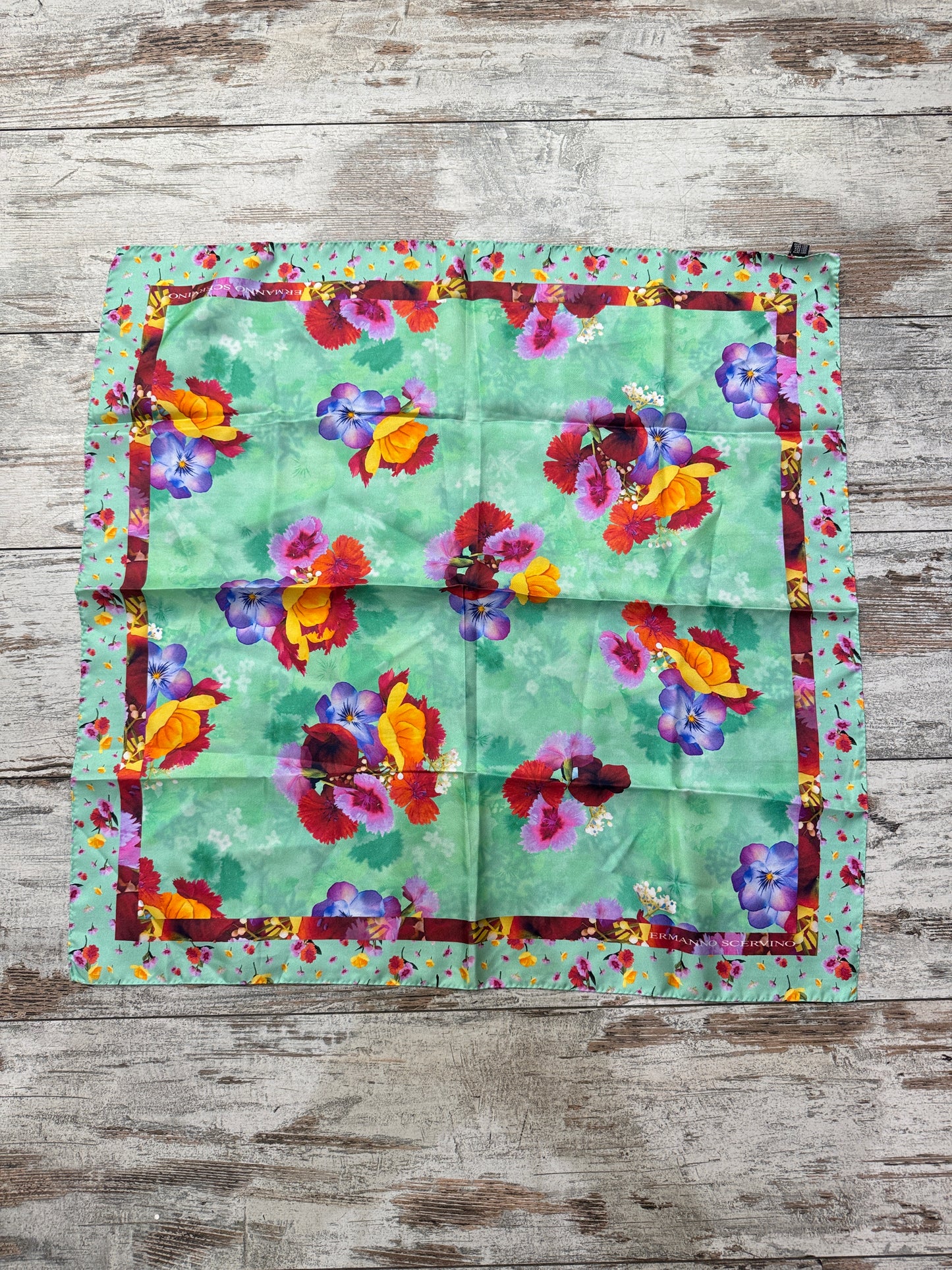 NEW COLLECTION - FOULARD ERMANNO SCERVINO SETA VERDE FLOREALE