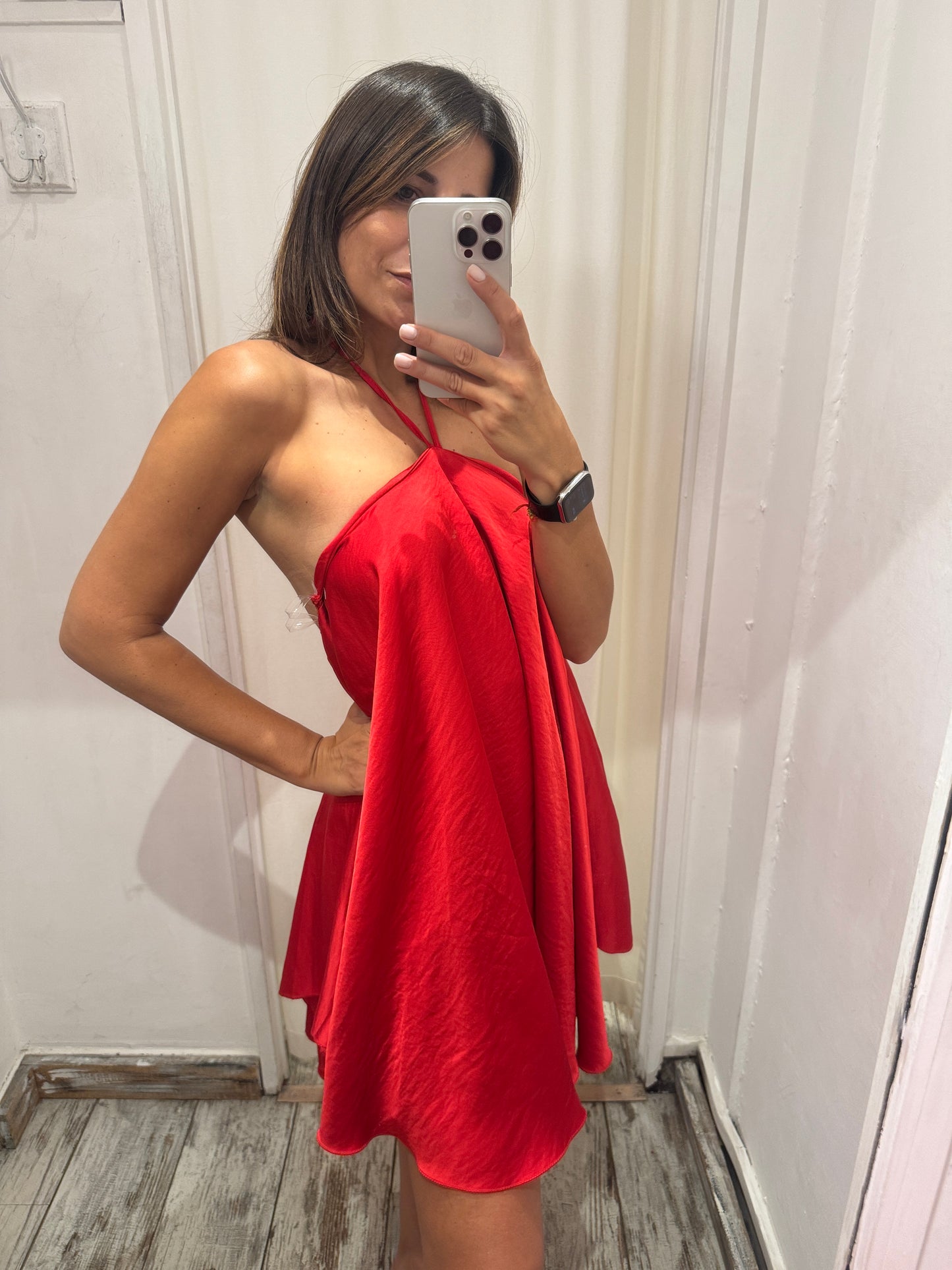 ABITO HALTER ASIMMETRICO ROSSO