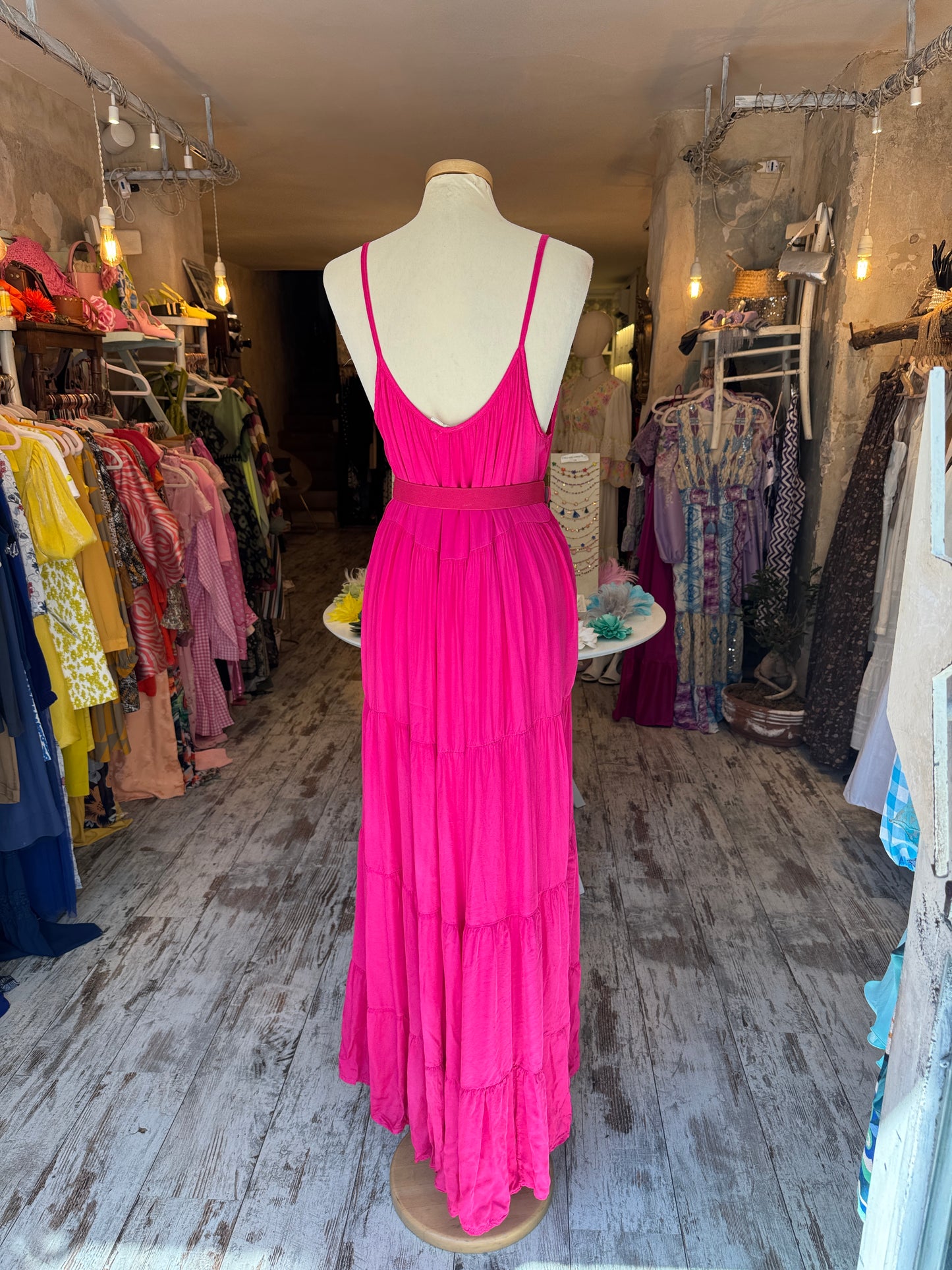 ABITO FUCSIA SATIN LUNGO