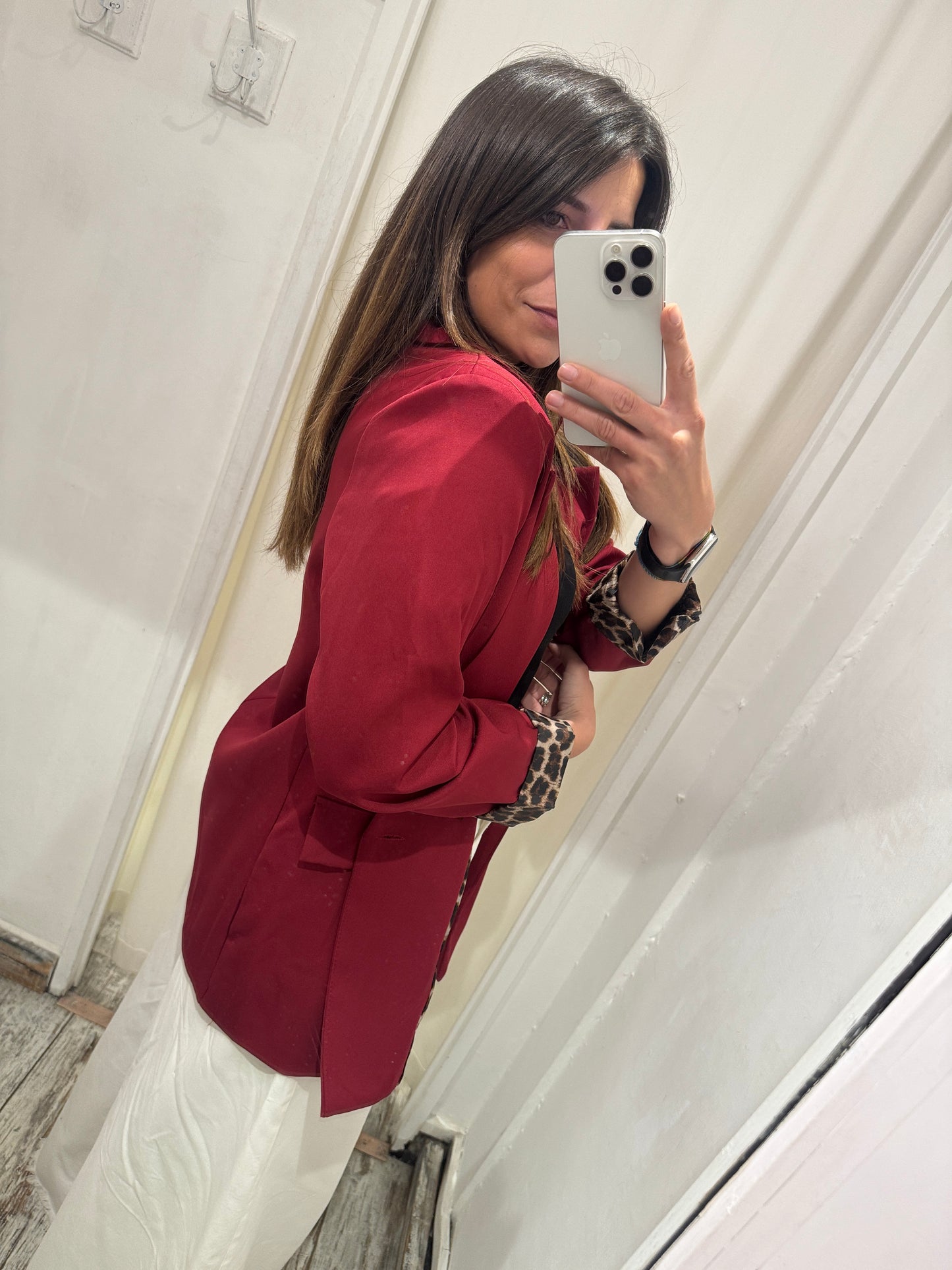 BLAZER OVER BORDEAUX FODERA ANIMALIER