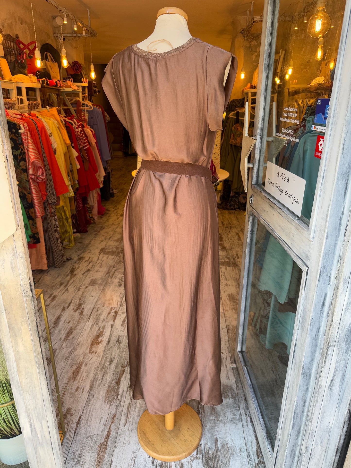 ABITO LONGUETTE SATIN MARRONE