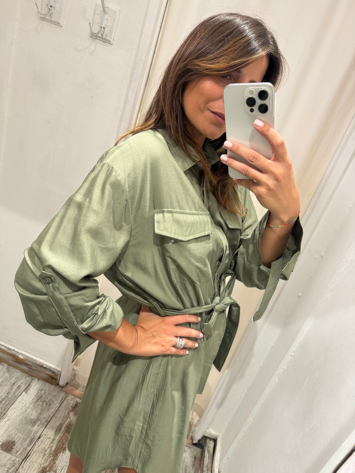 ABITO CHEMISIER MIDI VERDE MILITARE