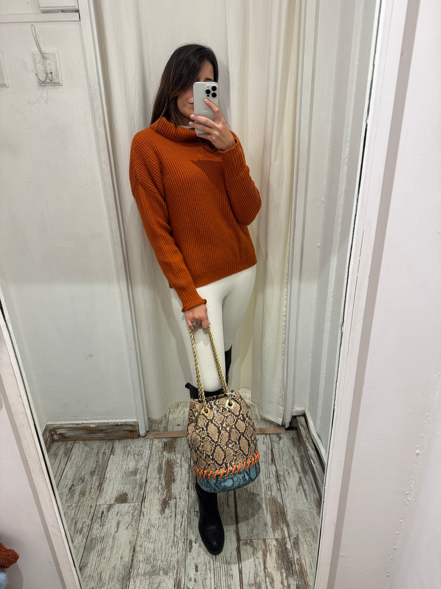 MAGLIA INCONTRO 7 ARANCIO LANA E CASHMERE