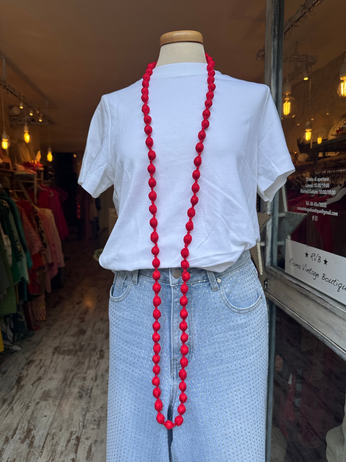 COLLANA PALLINE TESSUTO