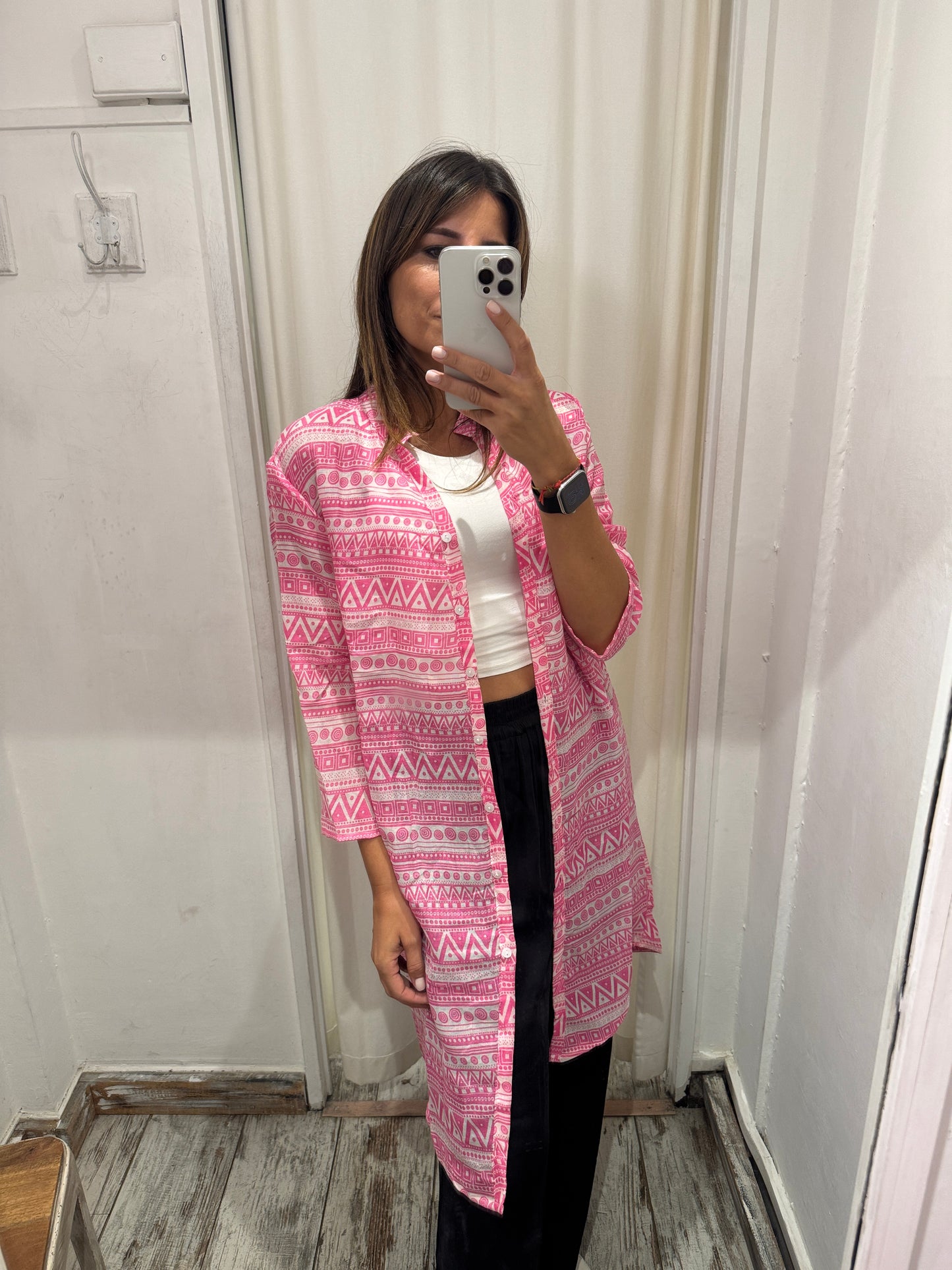 ABITO CHEMISIER ETNICO FUCSIA