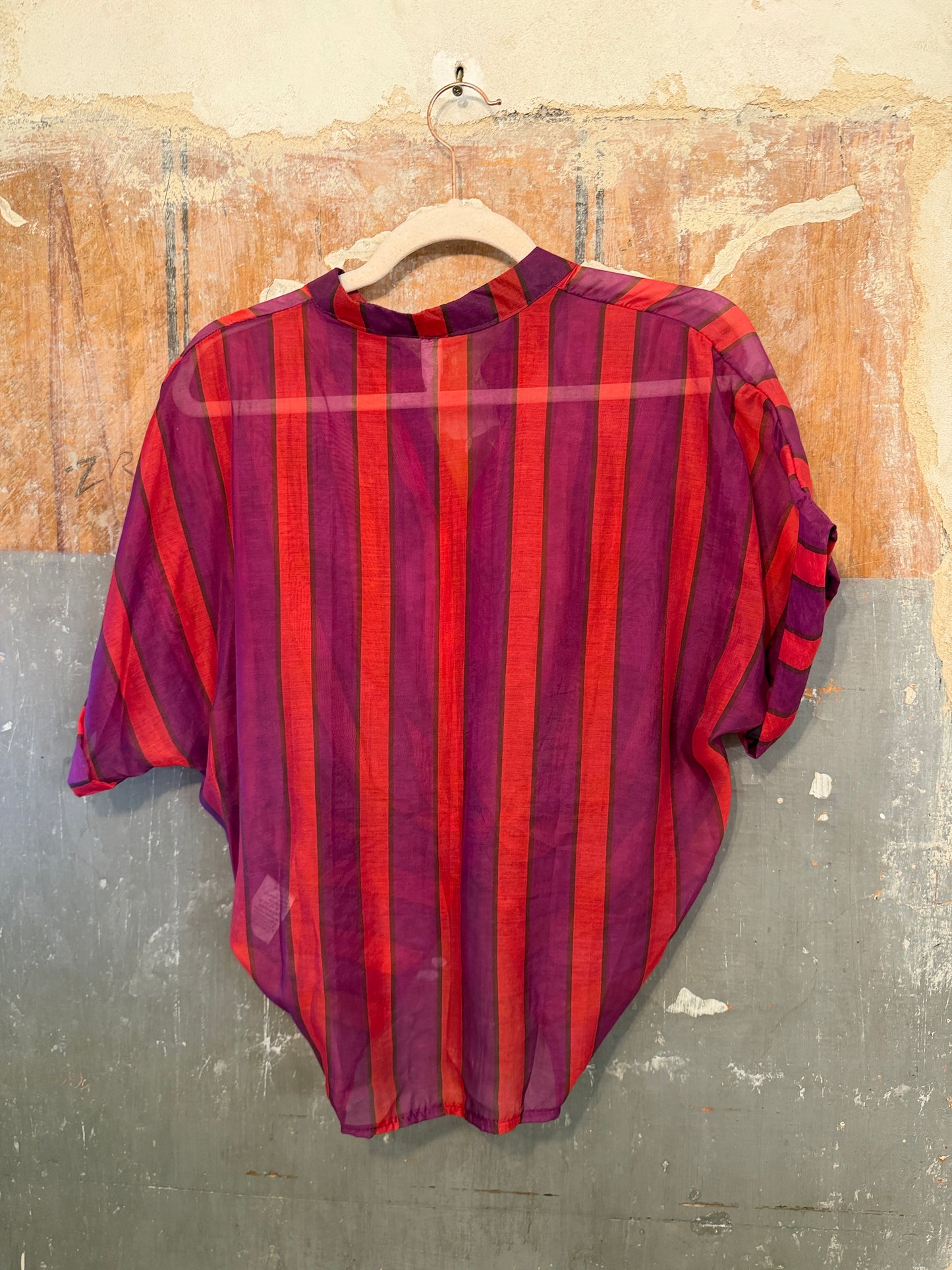 CAMICIA A RIGHE ROSSO E VIOLA